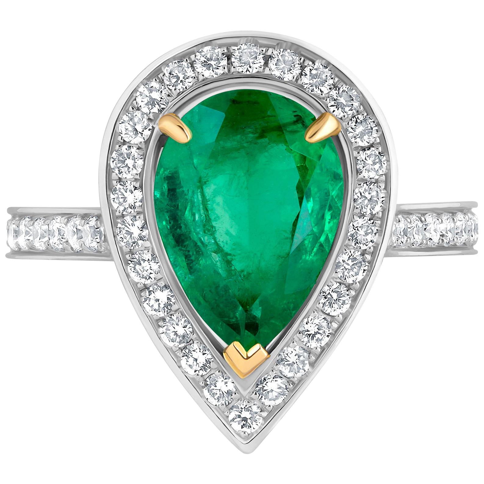 Emilio Jewelry 3.93 Carat Emerald Diamond Ring