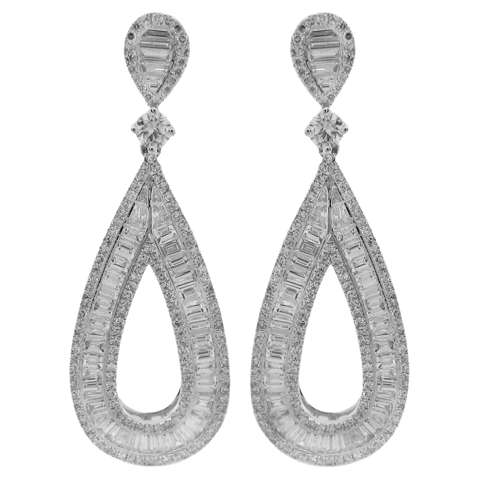 Emilio Jewelry 3.94 Carat Oval Hoop Drop Earrings For Sale