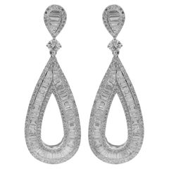 Emilio Jewelry 3.94 Carat Oval Hoop Drop Earrings