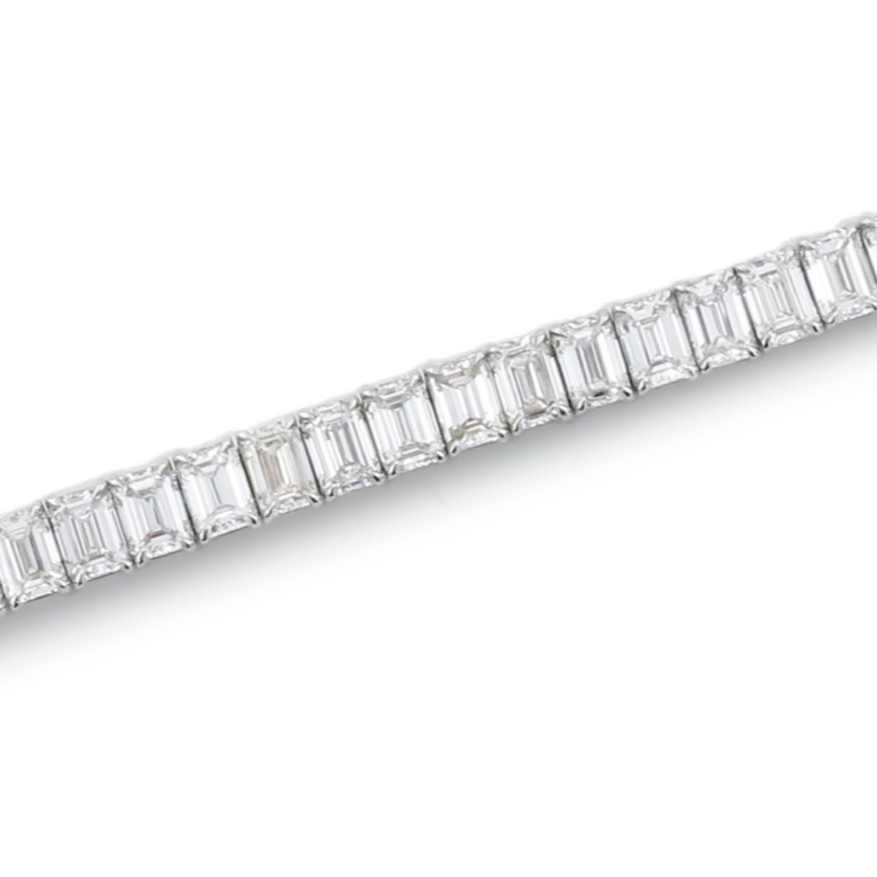 Women's or Men's Emilio Jewelry .40 Carat Each GIA Certified Emerald Cut Diamond Bracelet For Sale