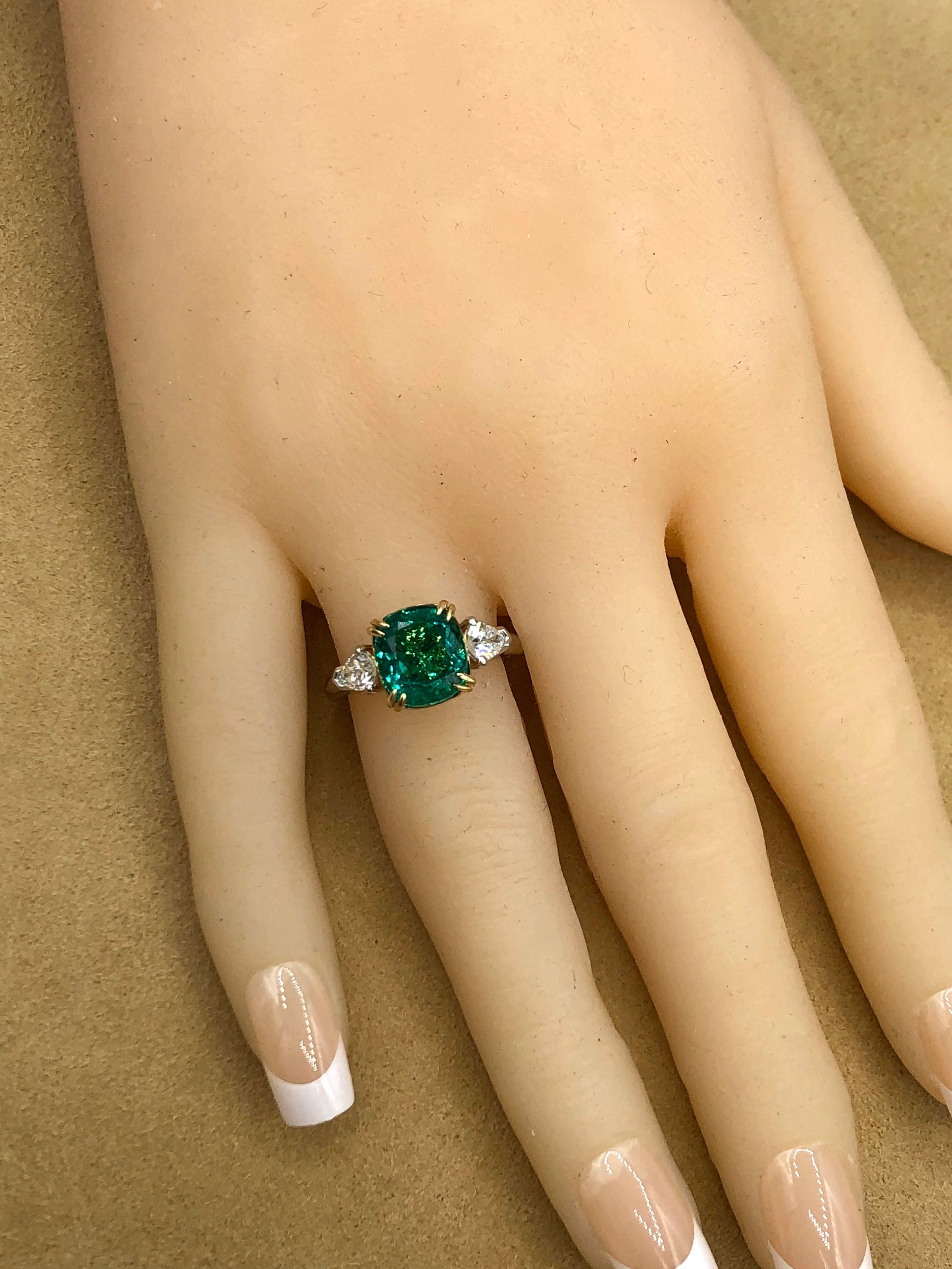 Emilio Jewelry 4.18 Carat Certified Emerald Diamond Ring 3