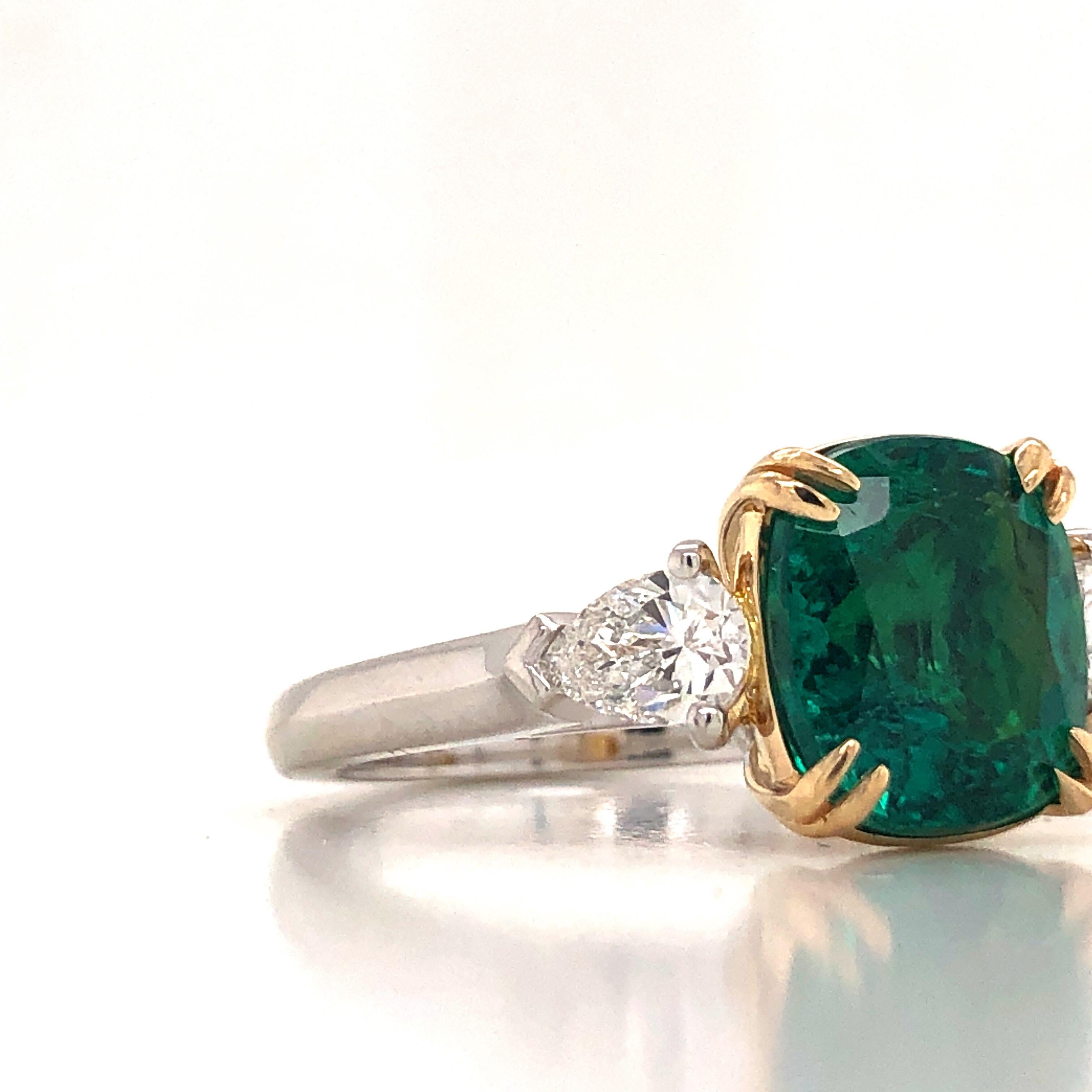 Emilio Jewelry 4.18 Carat Certified Emerald Diamond Ring In New Condition In New York, NY
