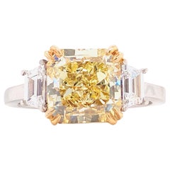 Emilio Jewelry 4.18 Carat GIA Certified Yellow Diamond Ring