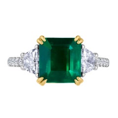 Emilio Jewelry 4.23 Carat Genuine Certified Emerald Diamond Platinum Ring