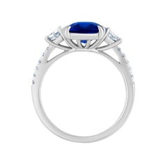 Emilio Jewelry 4.24 Carat Vivid Blue Sapphire Diamond Ring