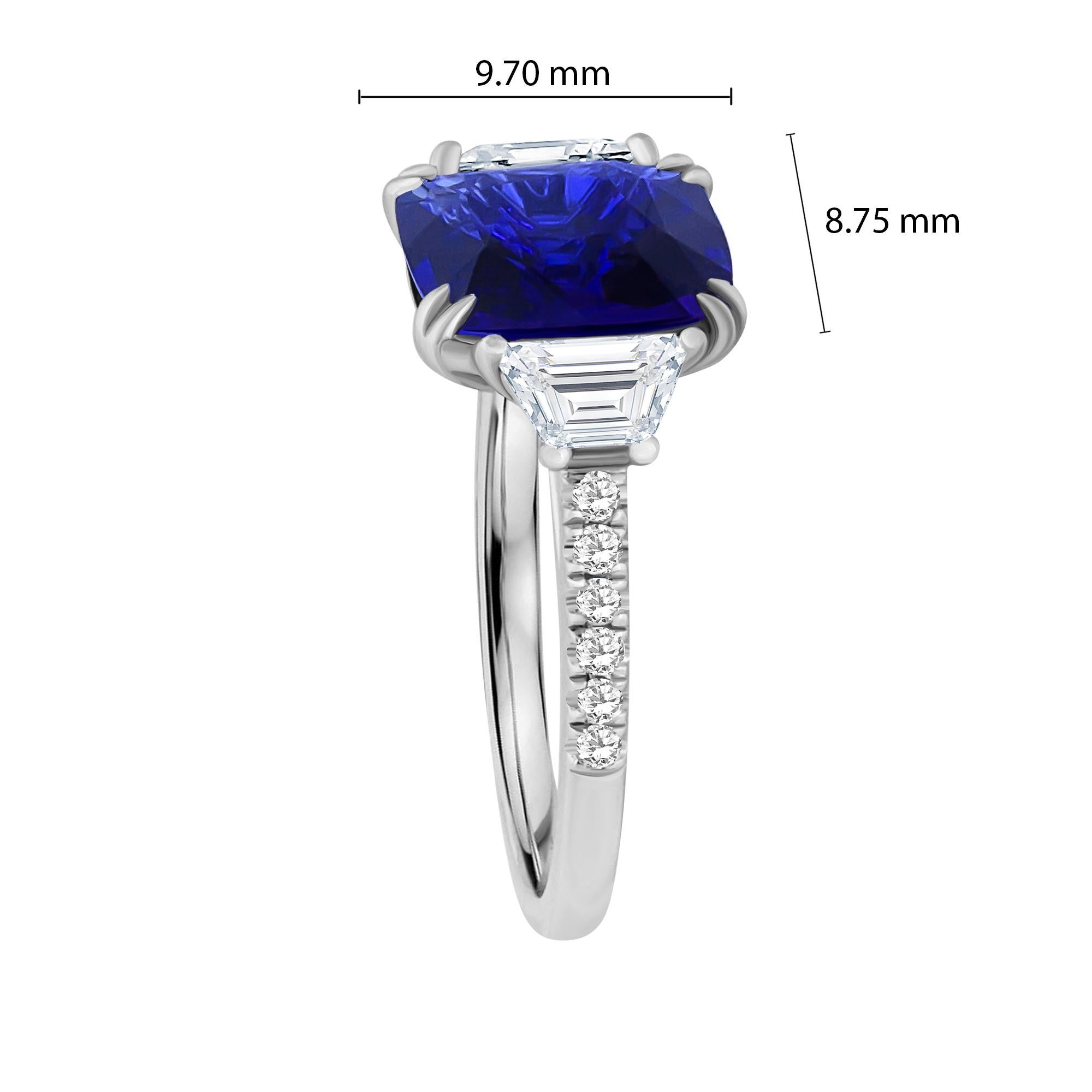 Emilio Jewelry Ring mit 4,24 Karat lebhaftem blauem Saphir und Diamant im Zustand „Neu“ im Angebot in New York, NY