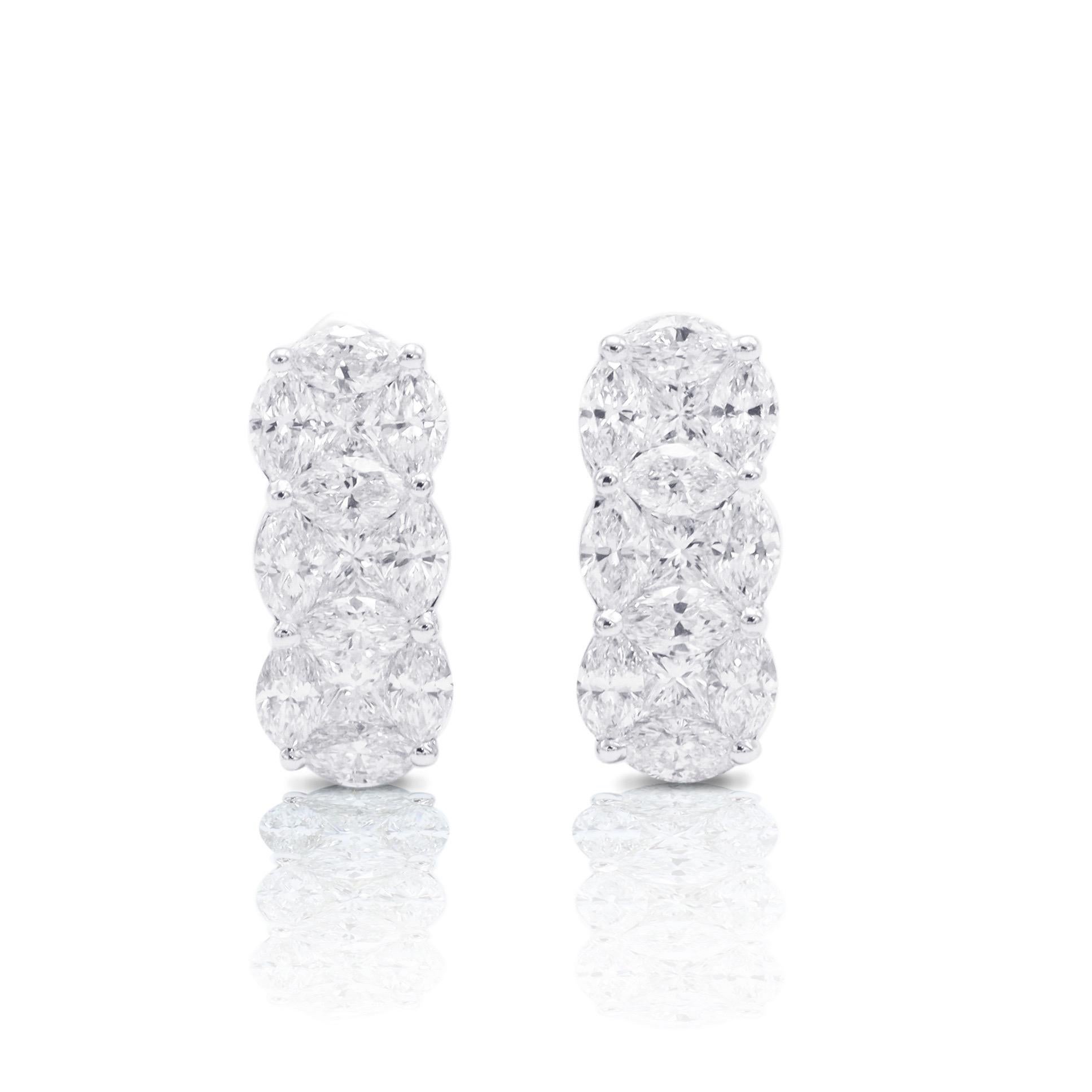 Mixed Cut Emilio Jewelry 4.56 Carat Fancy Cut Diamond Huggies For Sale