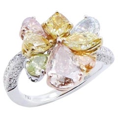 Emilio Jewelry 4.76 Carat Fancy Multi Colored Cluster Ring