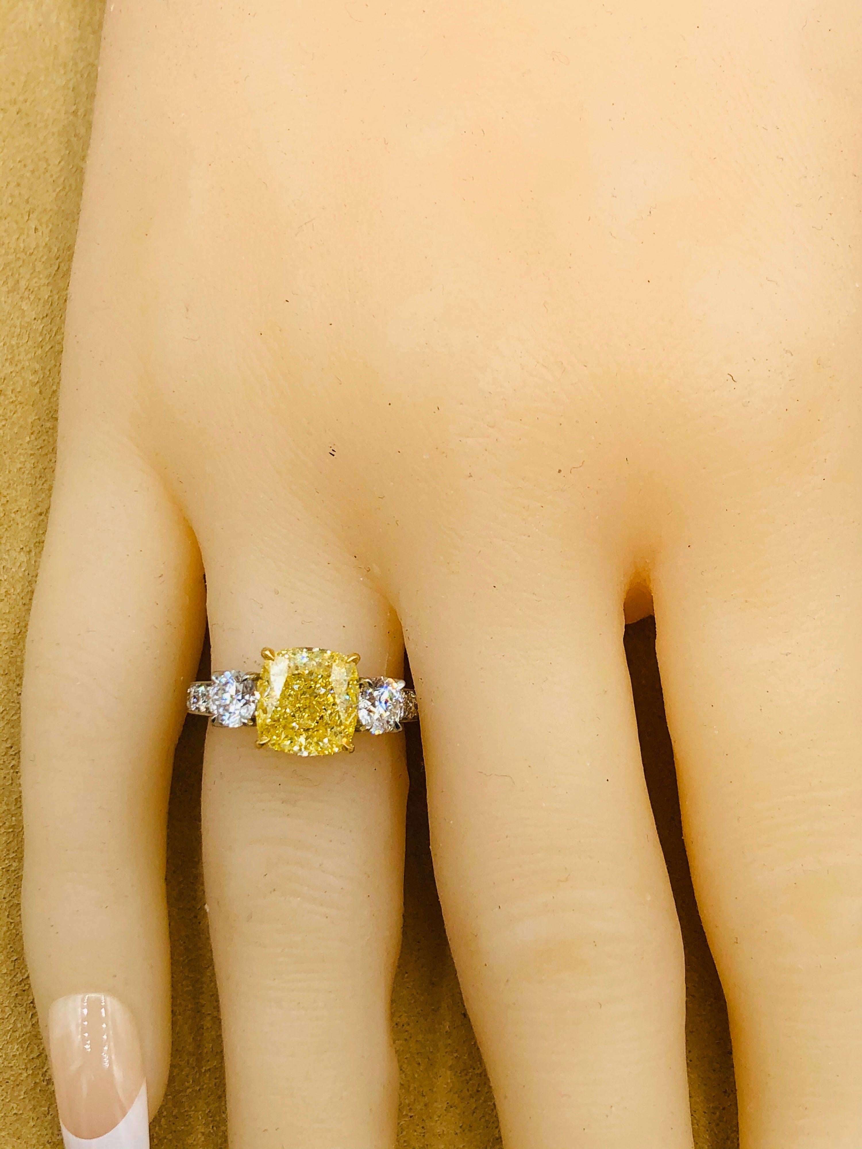 Emilio Jewelry 4.91 Carat GIA Certified Fancy Yellow Diamond Ring 6