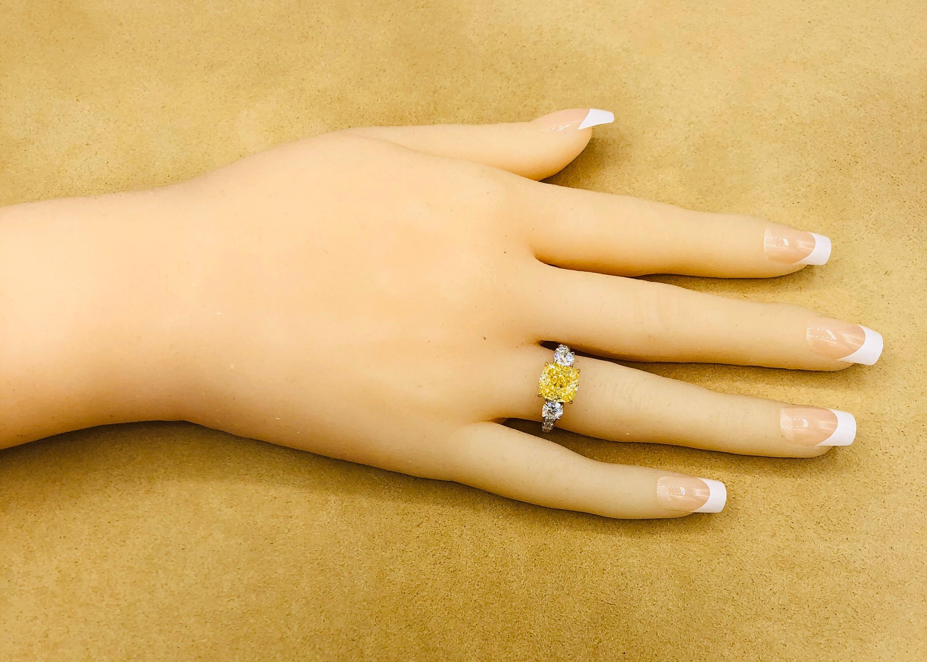 Emilio Jewelry 4.91 Carat GIA Certified Fancy Yellow Diamond Ring 7