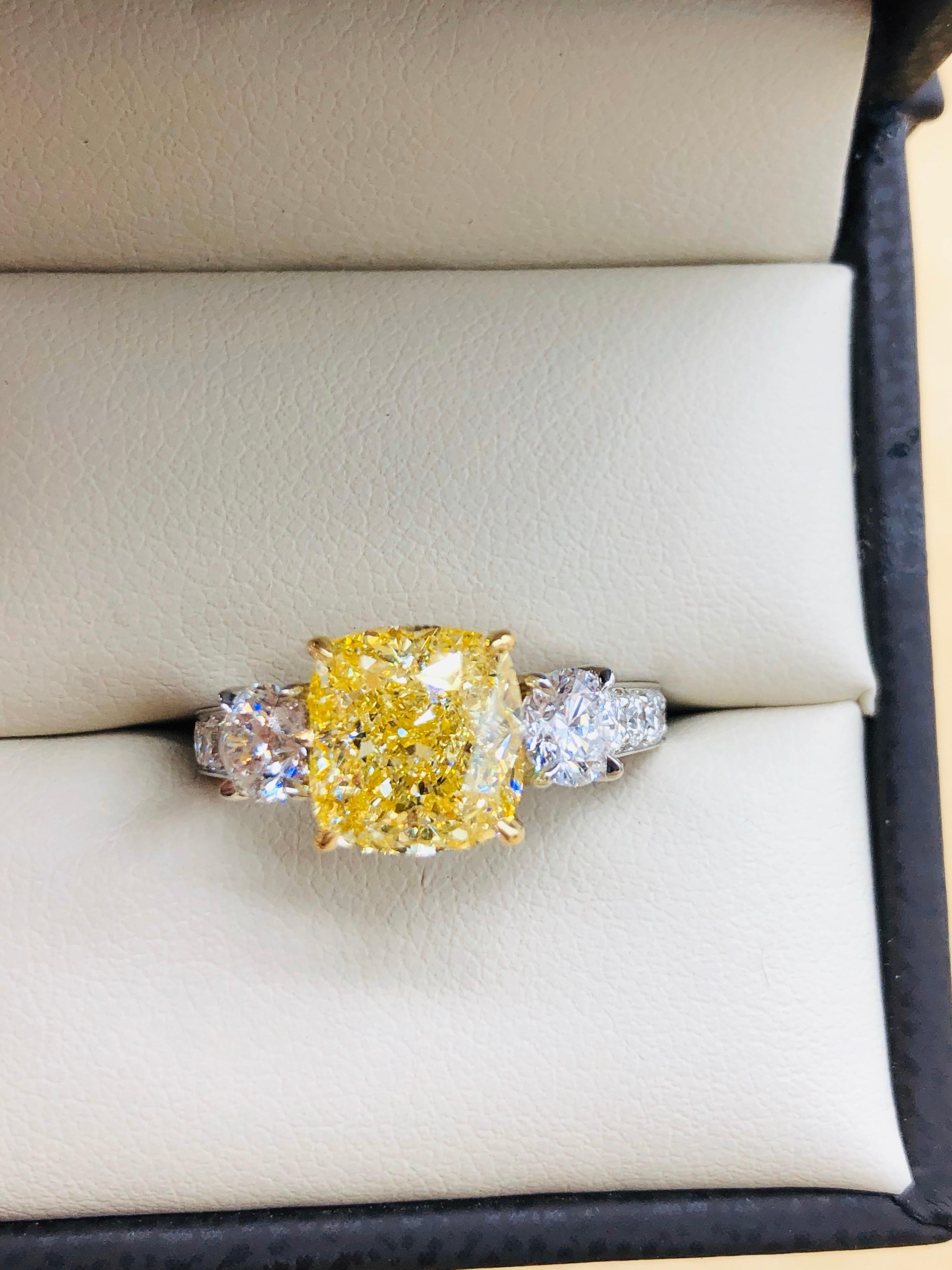 Emilio Jewelry 4.91 Carat GIA Certified Fancy Yellow Diamond Ring 4