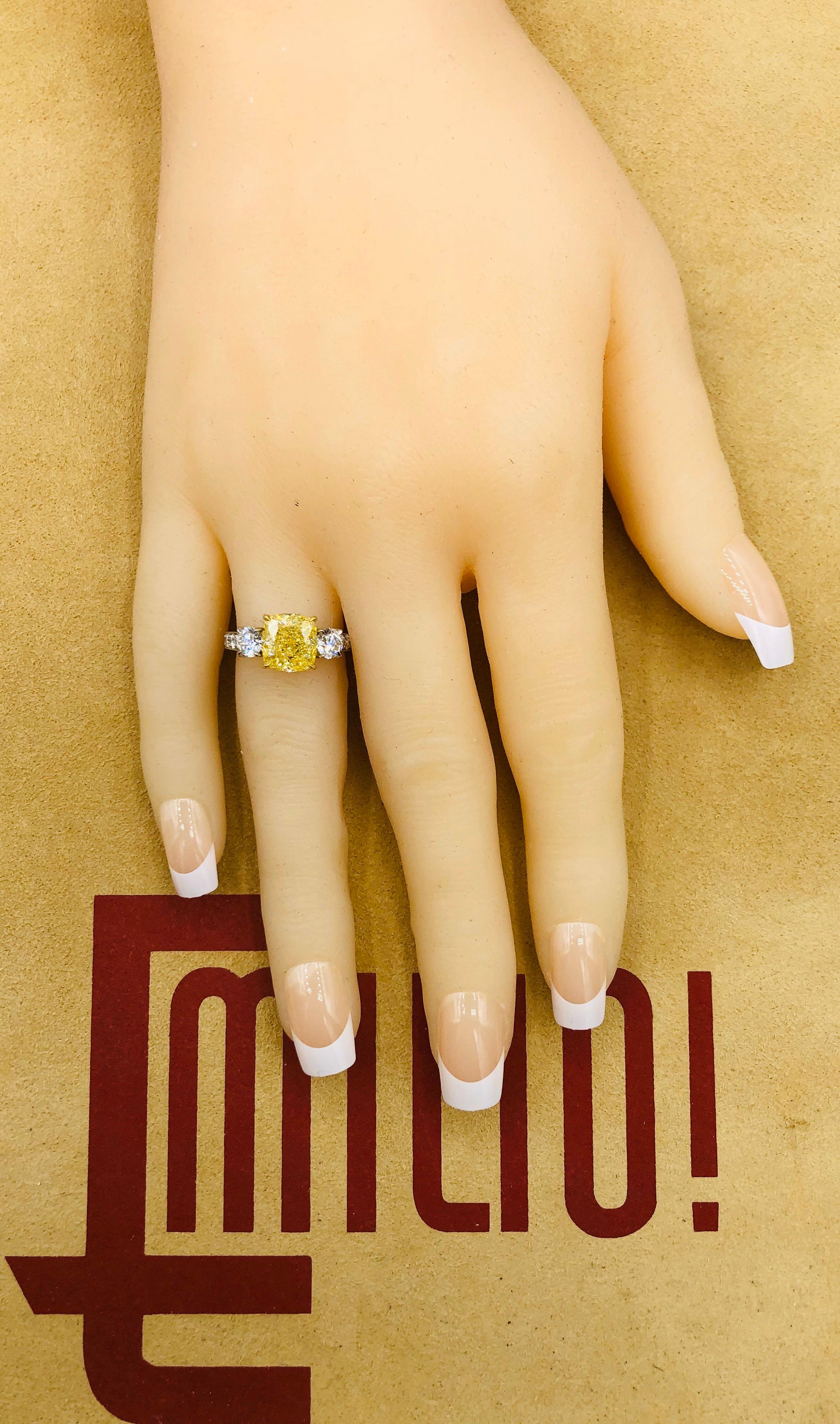 Emilio Jewelry 4.91 Carat GIA Certified Fancy Yellow Diamond Ring 5