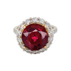 Emilio Jewelry 5.00 Carat Certified Pigeon Blood Vivid Red Ruby Diamond Ring