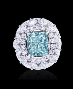 Emilio Jewelry 5.00 Carat GIA Certified Natural Fancy Blue Diamond