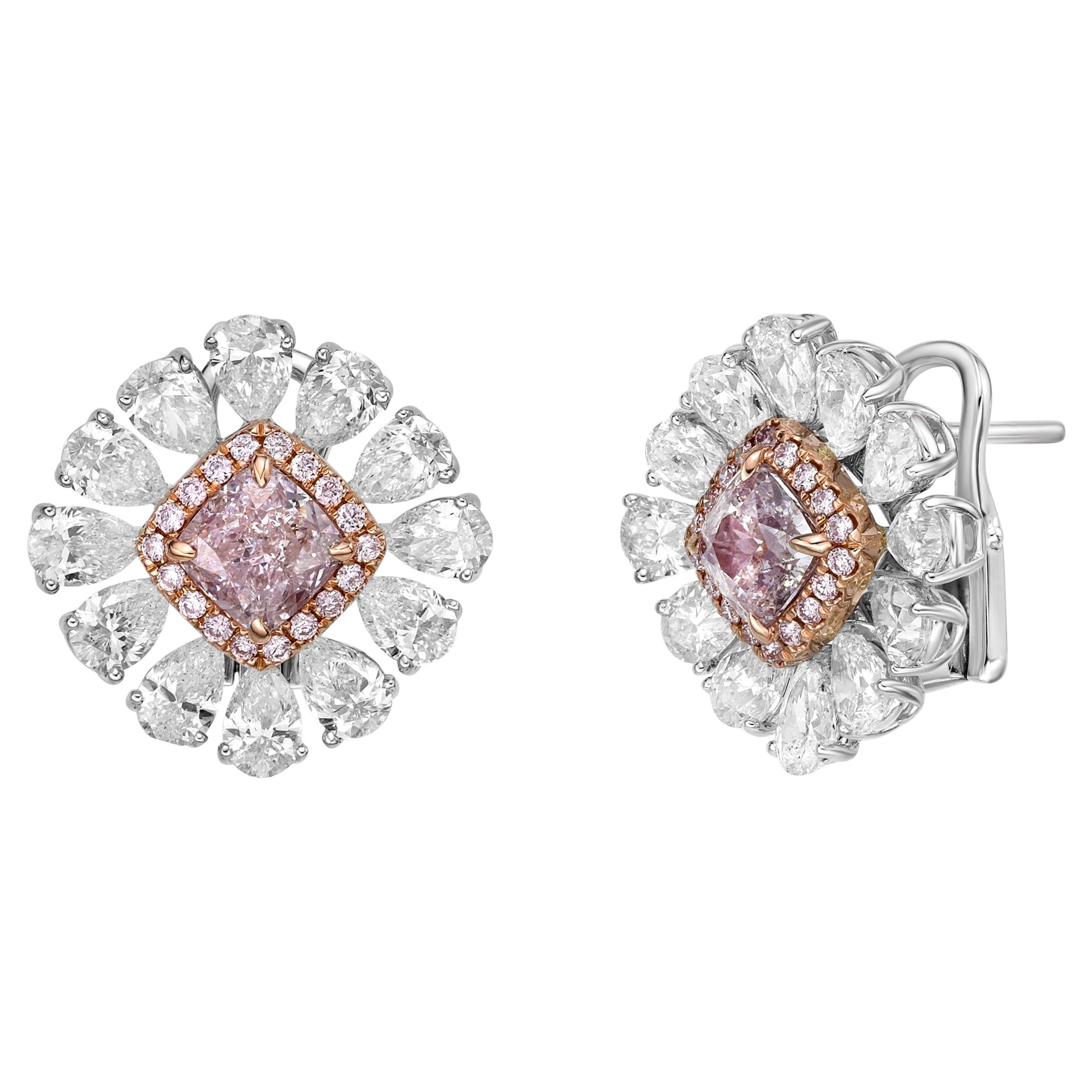 Emilio Gioielli Orecchini a perno con fiori di diamante rosa da 5,03 carati
