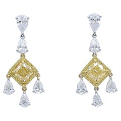 Emilio Jewelry, boucles d'oreilles jaune clair fantaisie de 5,08 carats, certifiées GIA