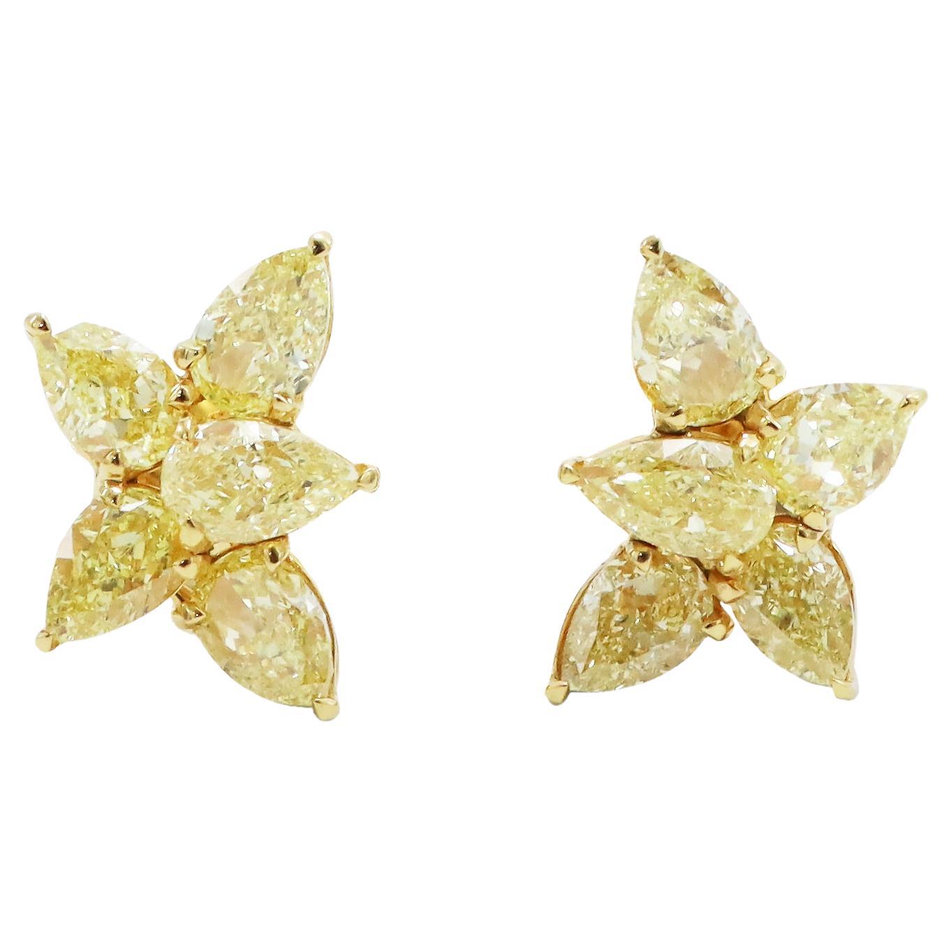 Emilio Jewelry, boucles d'oreilles en diamants jaunes intenses fantaisie de 5,26 carats