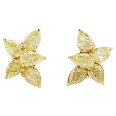 Emilio Jewelry 5.26 Carat Fancy Intense Yellow Diamond Earrings