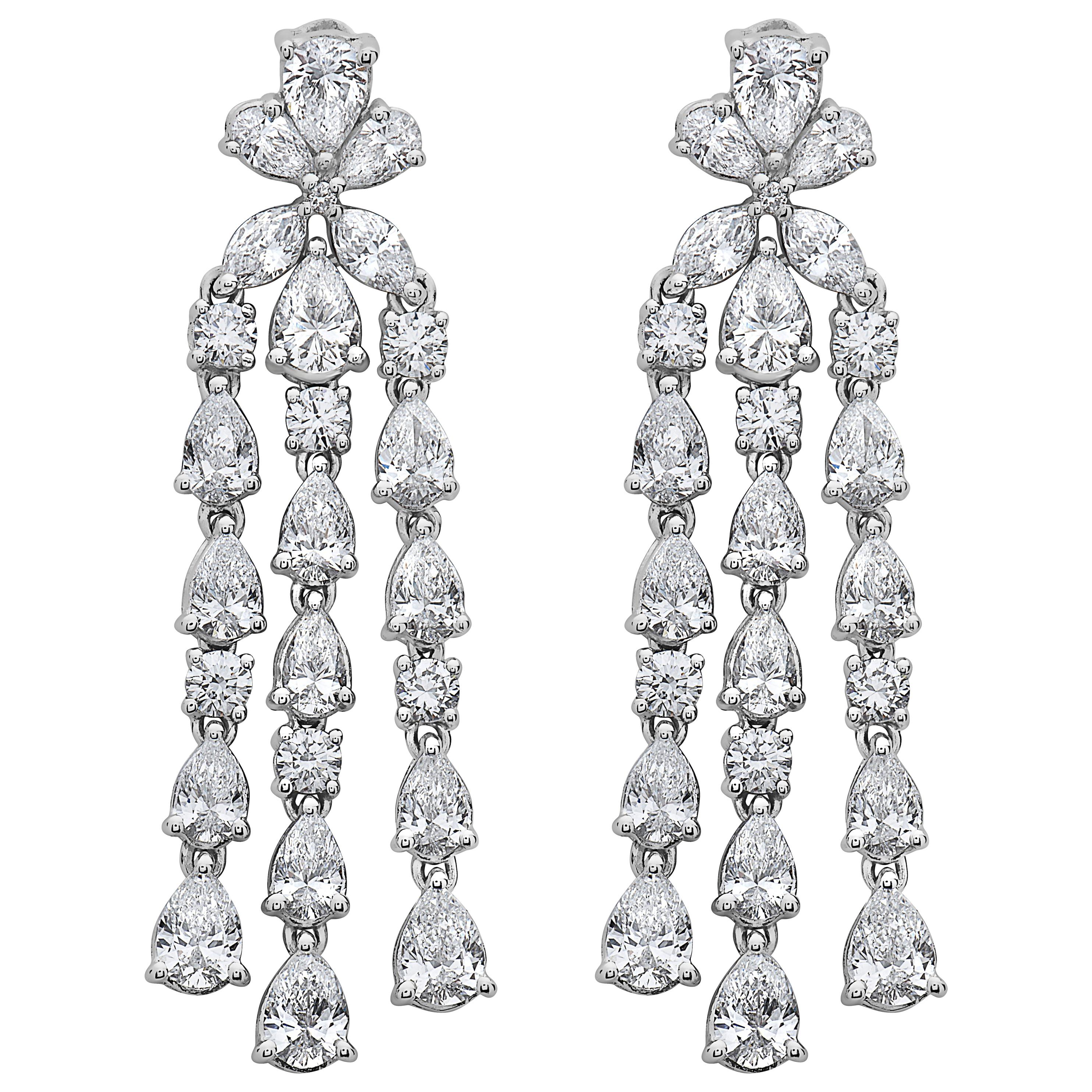 Emilio Jewelry 5.39 Carat Pear Shape Diamond Drops For Sale