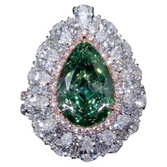 Emilio Jewelry 5.50 Carat GIA Certified Fancy Greenish Yellow Diamond Ring
