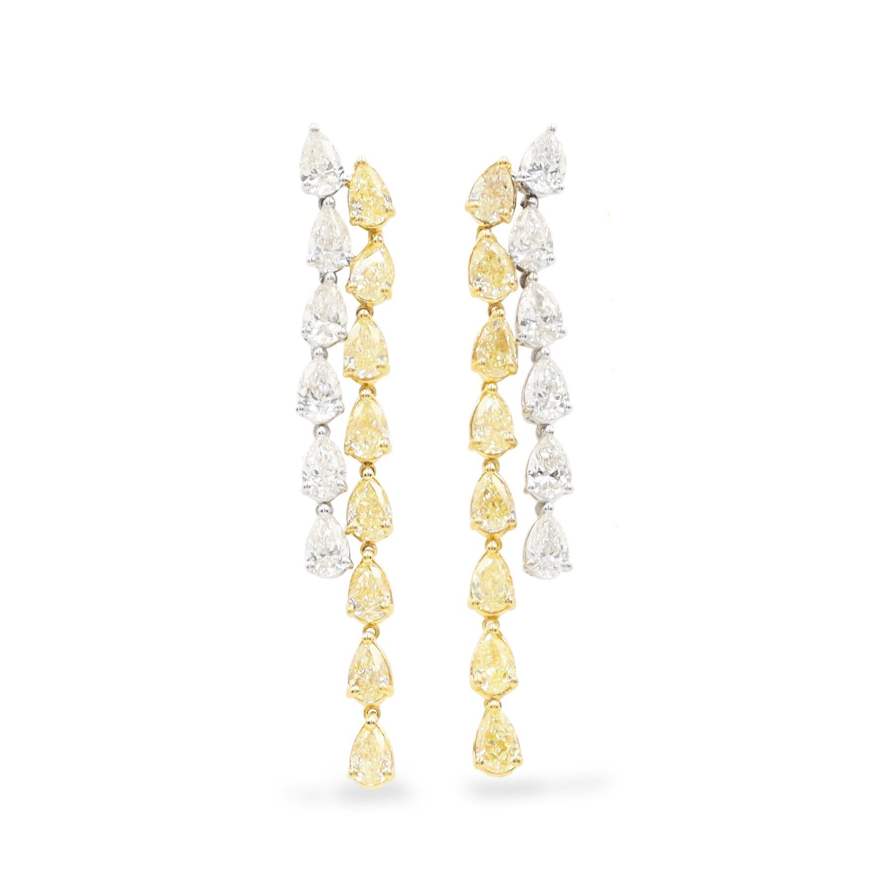 Pear Cut Emilio Jewelry 5.52 Carat Yellow Diamond Drop Earrings For Sale