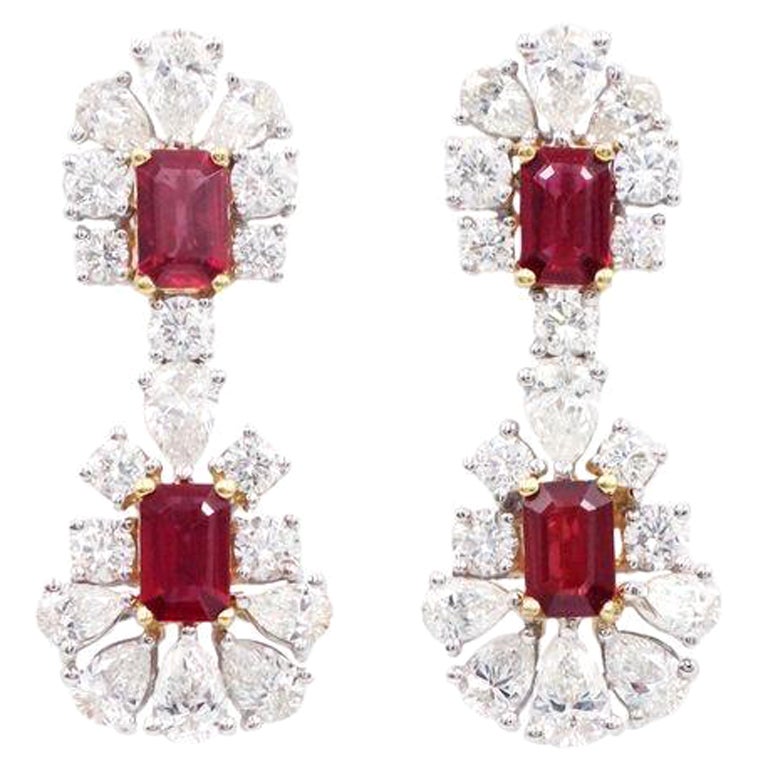 Emilio Jewelry, boucles d'oreilles en diamants et rubis de 5,80 carats