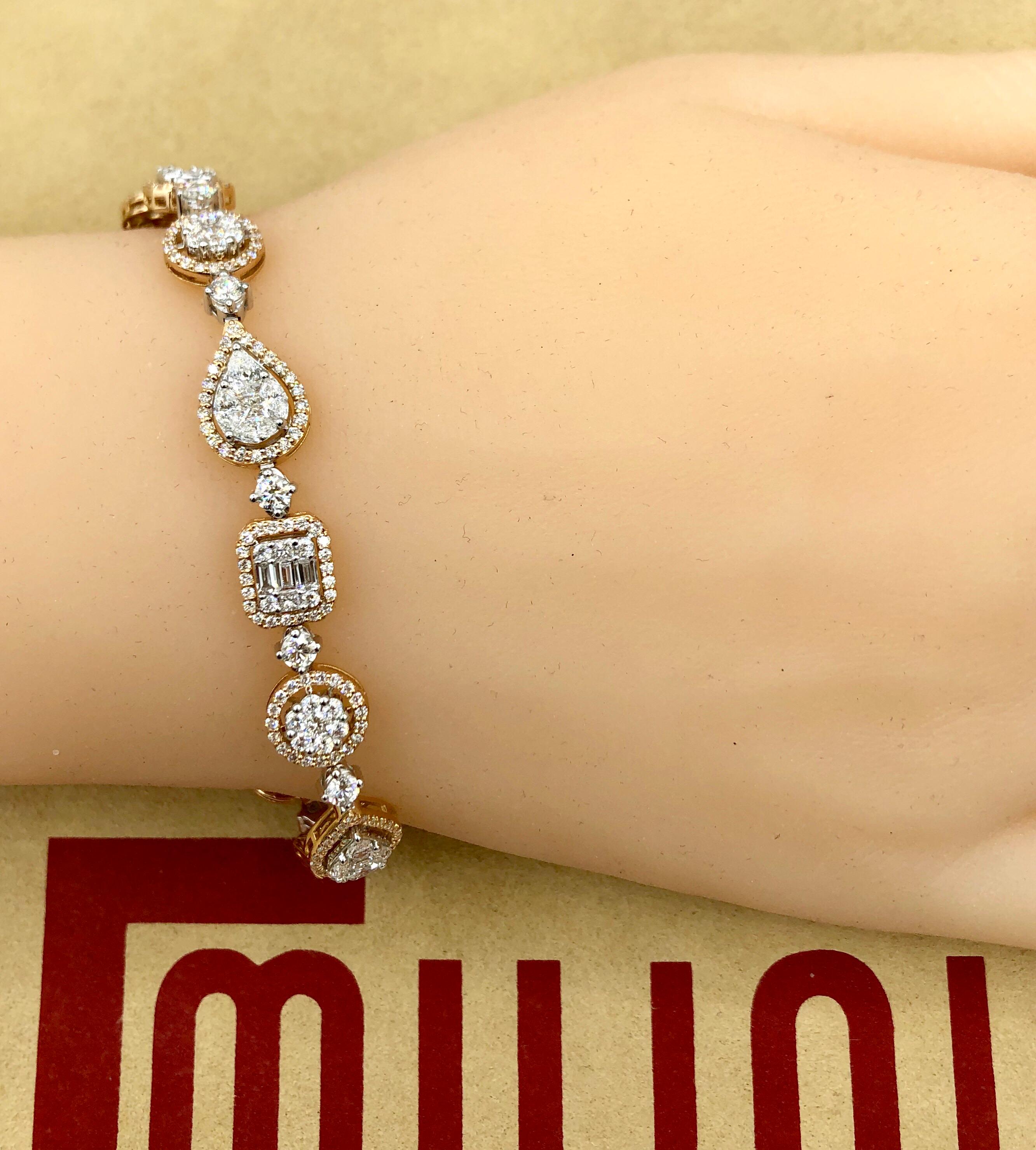 Women's Emilio Jewelry 5.92 Carat Fancy Diamond Bracelet For Sale