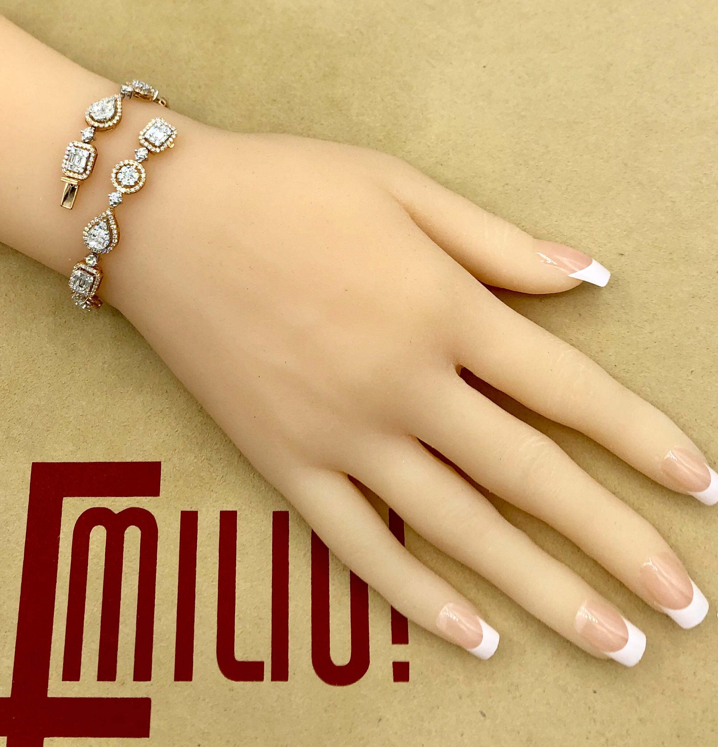 Emilio Jewelry 5.92 Carat Fancy Diamond Bracelet For Sale 3