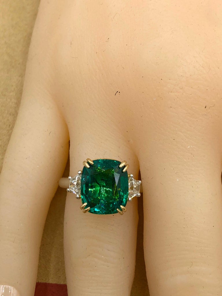 Emilio Jewelry 6.00 Carat Certified Emerald Diamond Ring at 1stDibs