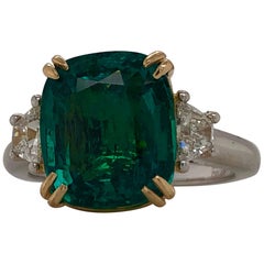 Emilio Jewelry 6.00 Carat Certified Emerald Diamond Ring Emilio Jewelry 6.00 Carat Certified Emerald Diamond Ring
