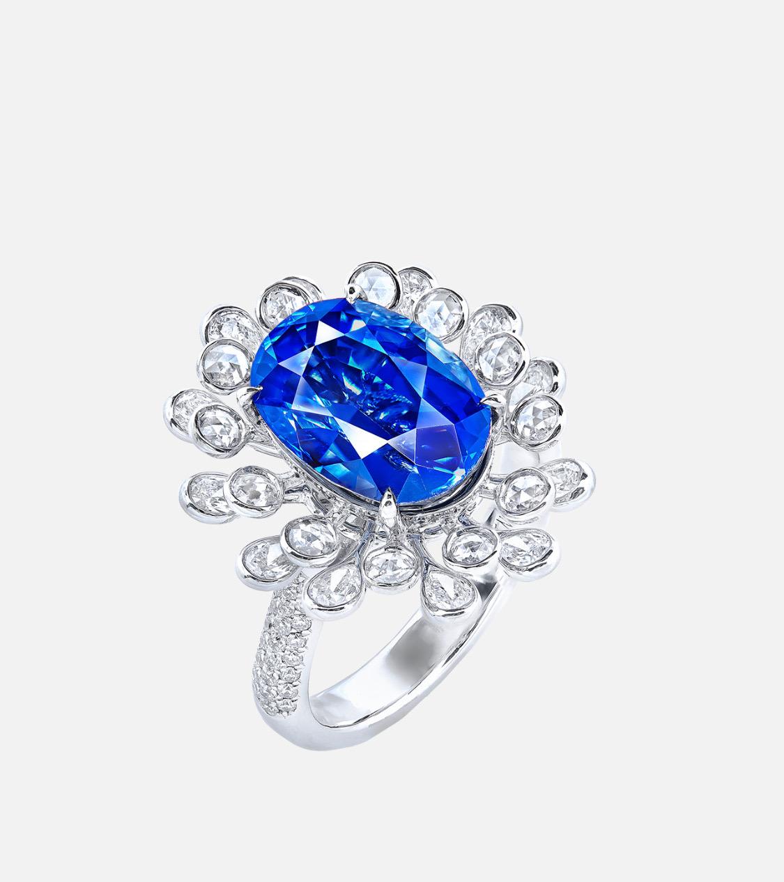Emilio Jewelry 6,00 Karat zertifizierter Kaschmir-Saphir Ring (Kissenschliff) im Angebot