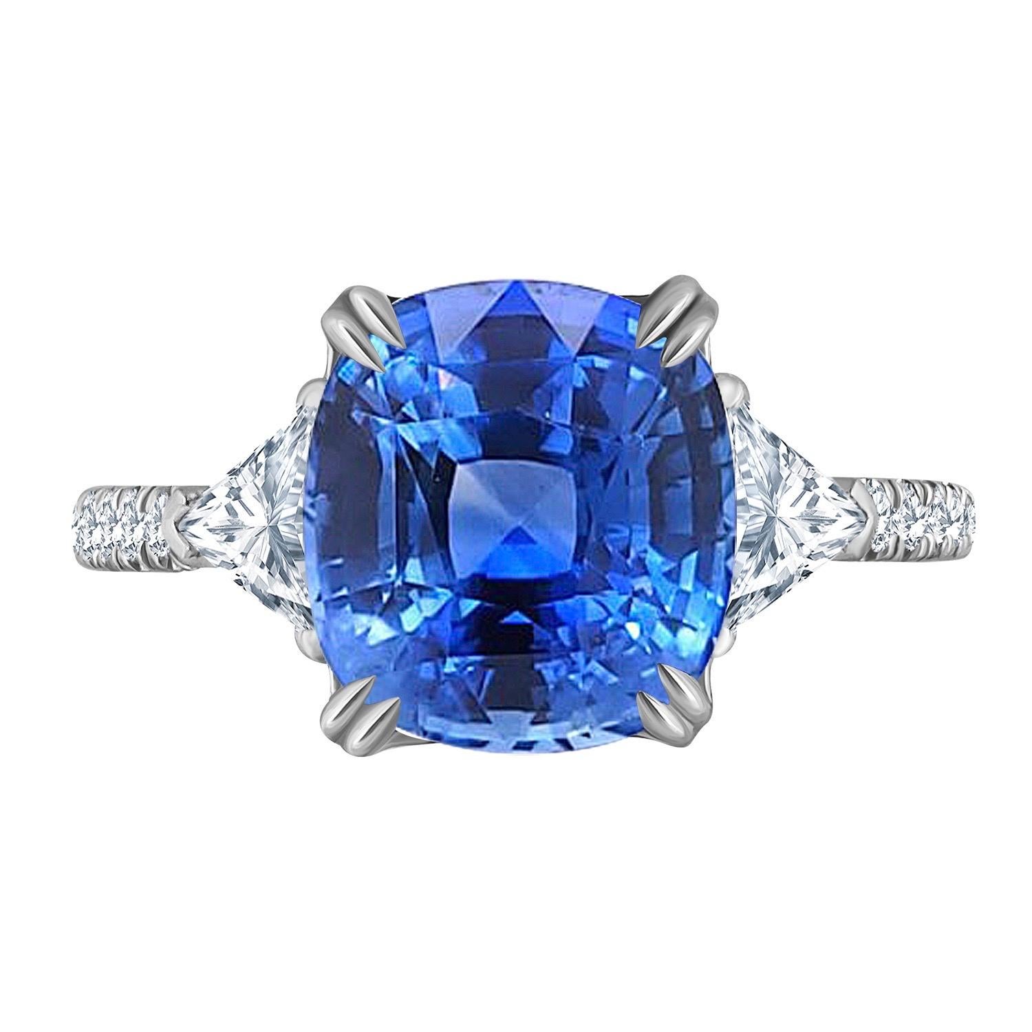 From the Emilio Jewelry vault in New York,
Featuring a Ceylon sapphire certified by C.Dunaigre as unheated ceylon. A wonderful bright medium tone with amazing facets that sparkle. 

You will love this ring, a must see! Private showings may be
