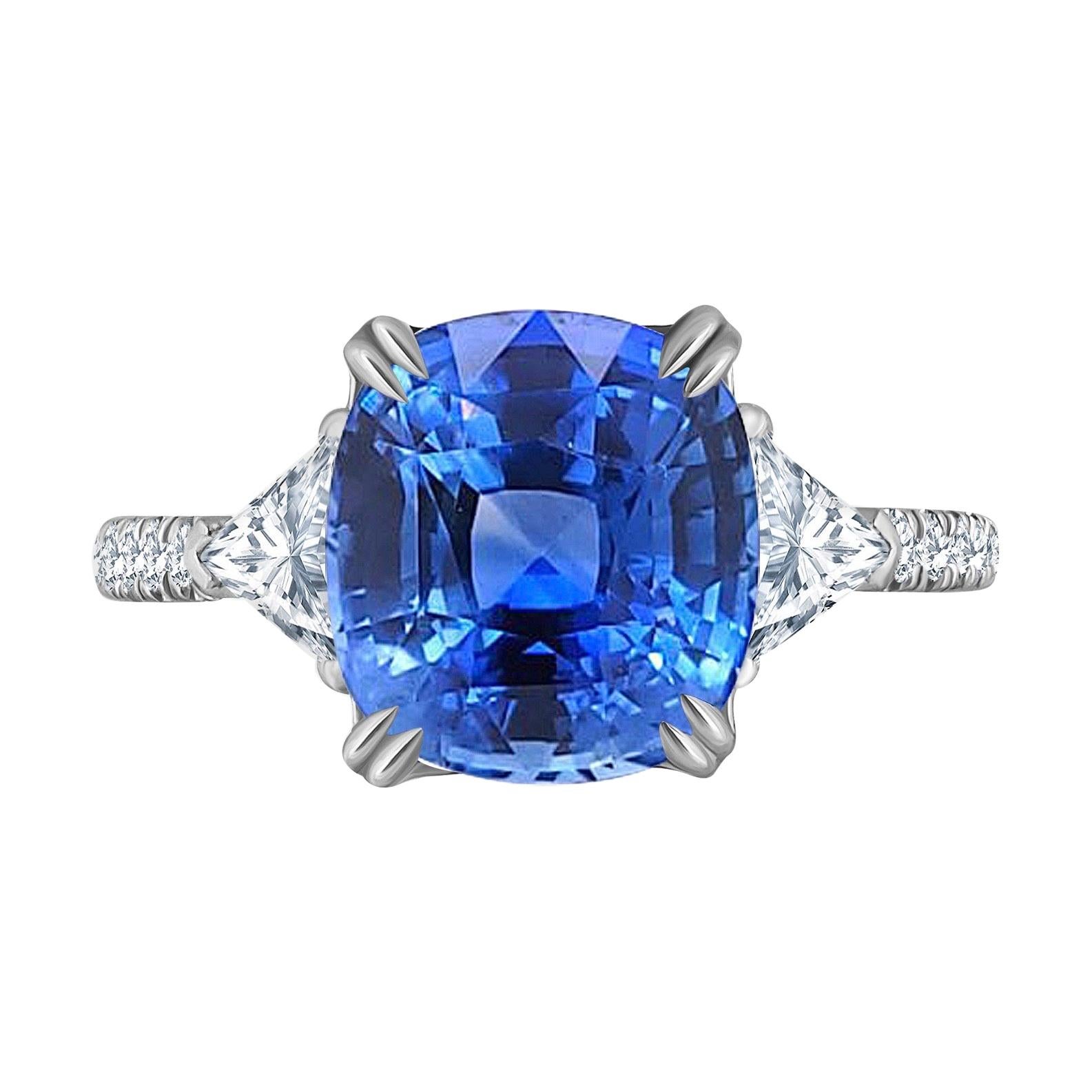 Emilio Jewelry 6.00 Carat Certified Untreated Ceylon Sapphire Ring