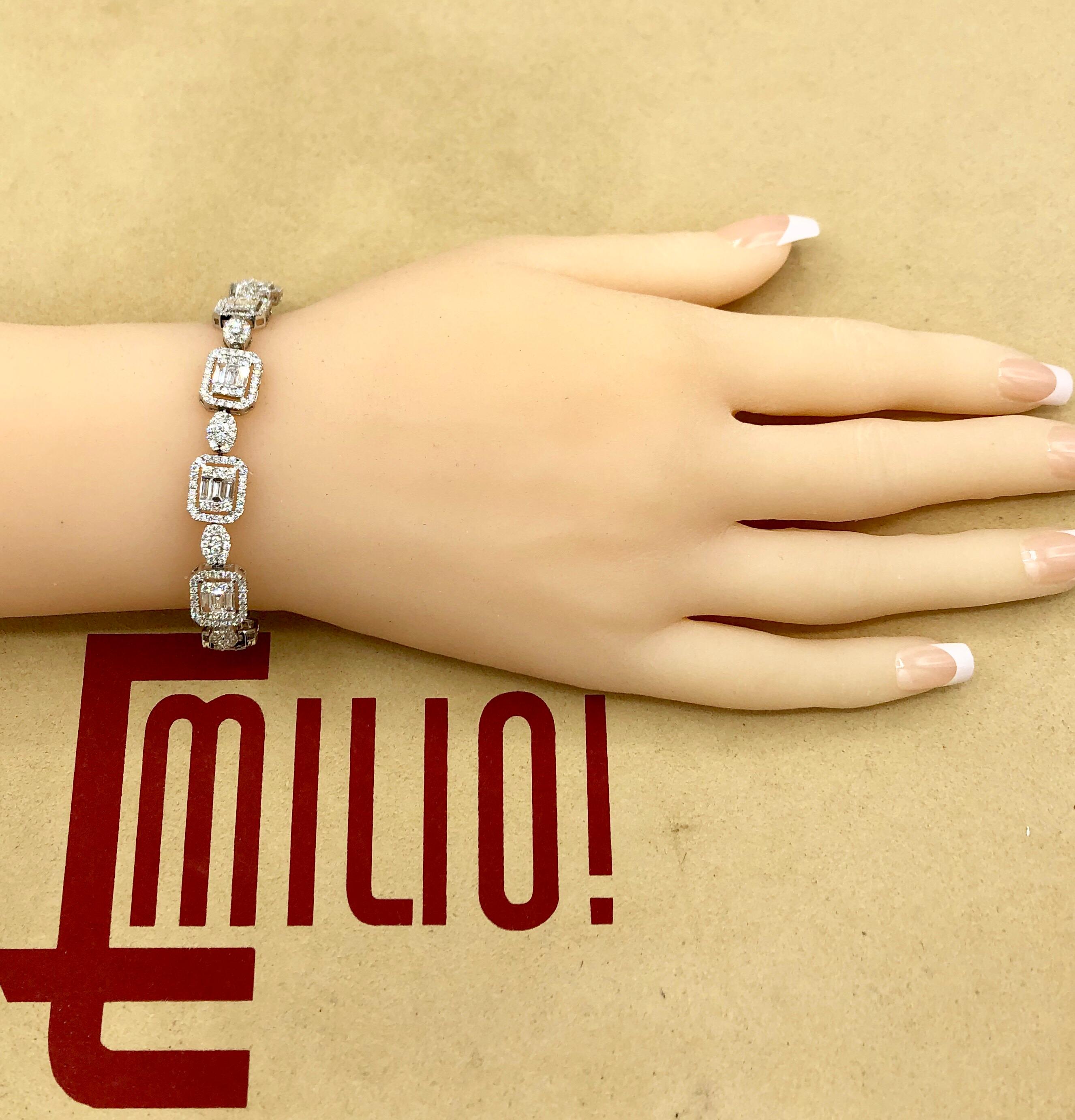 Women's or Men's Emilio Jewelry 6.07 Carat Fancy Diamond Bracelet