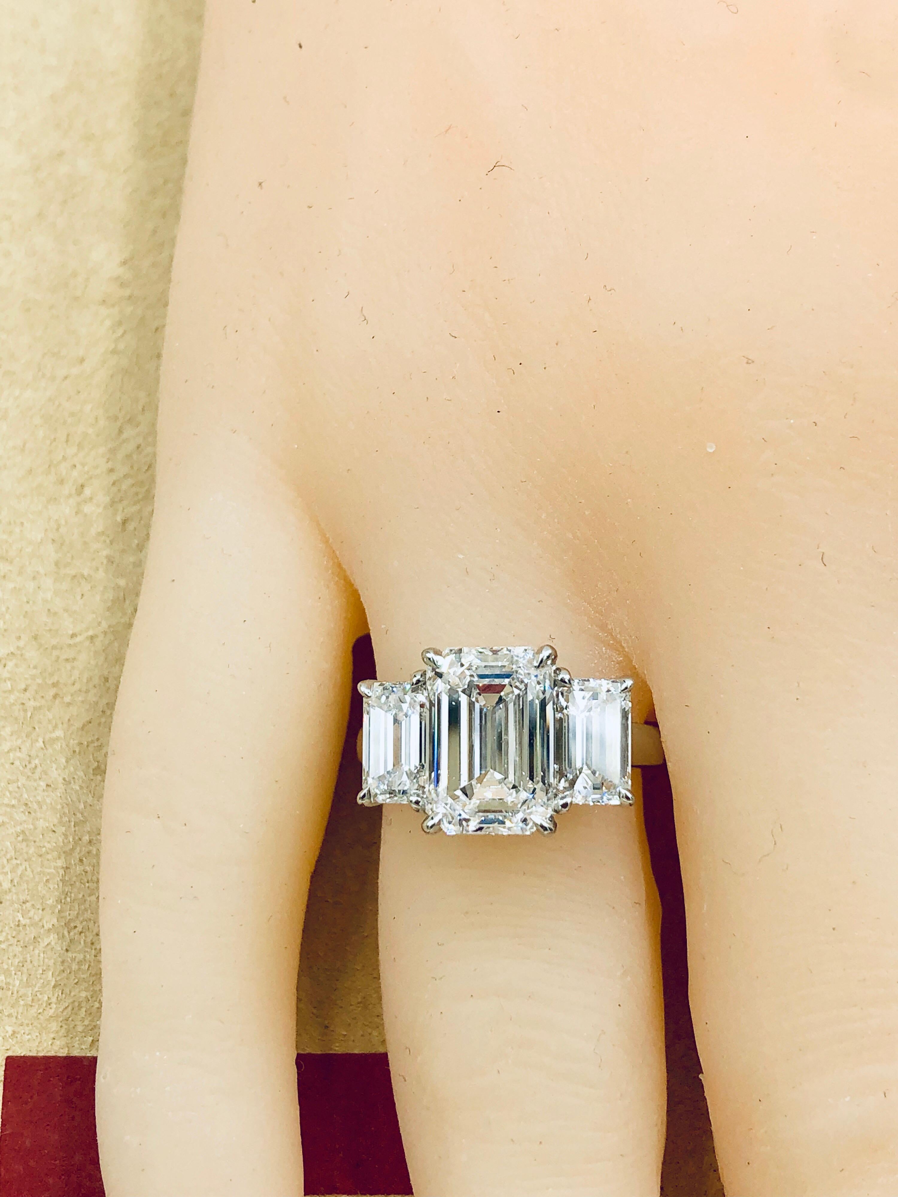 Emilio Jewelry 6.16 Carat GIA Certified Emerald Cut Diamond Engagement Ring 7