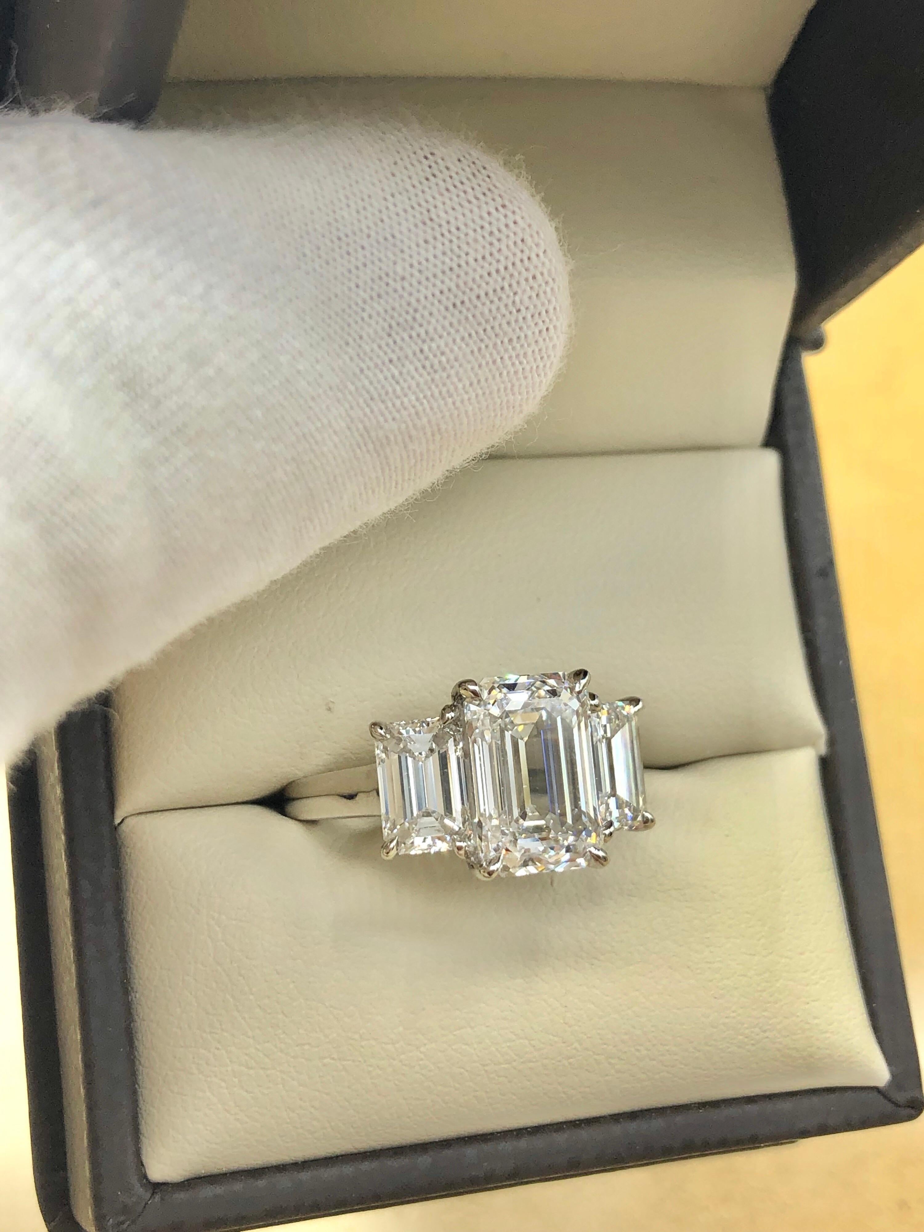 Emilio Jewelry 6.16 Carat GIA Certified Emerald Cut Diamond Engagement Ring 11