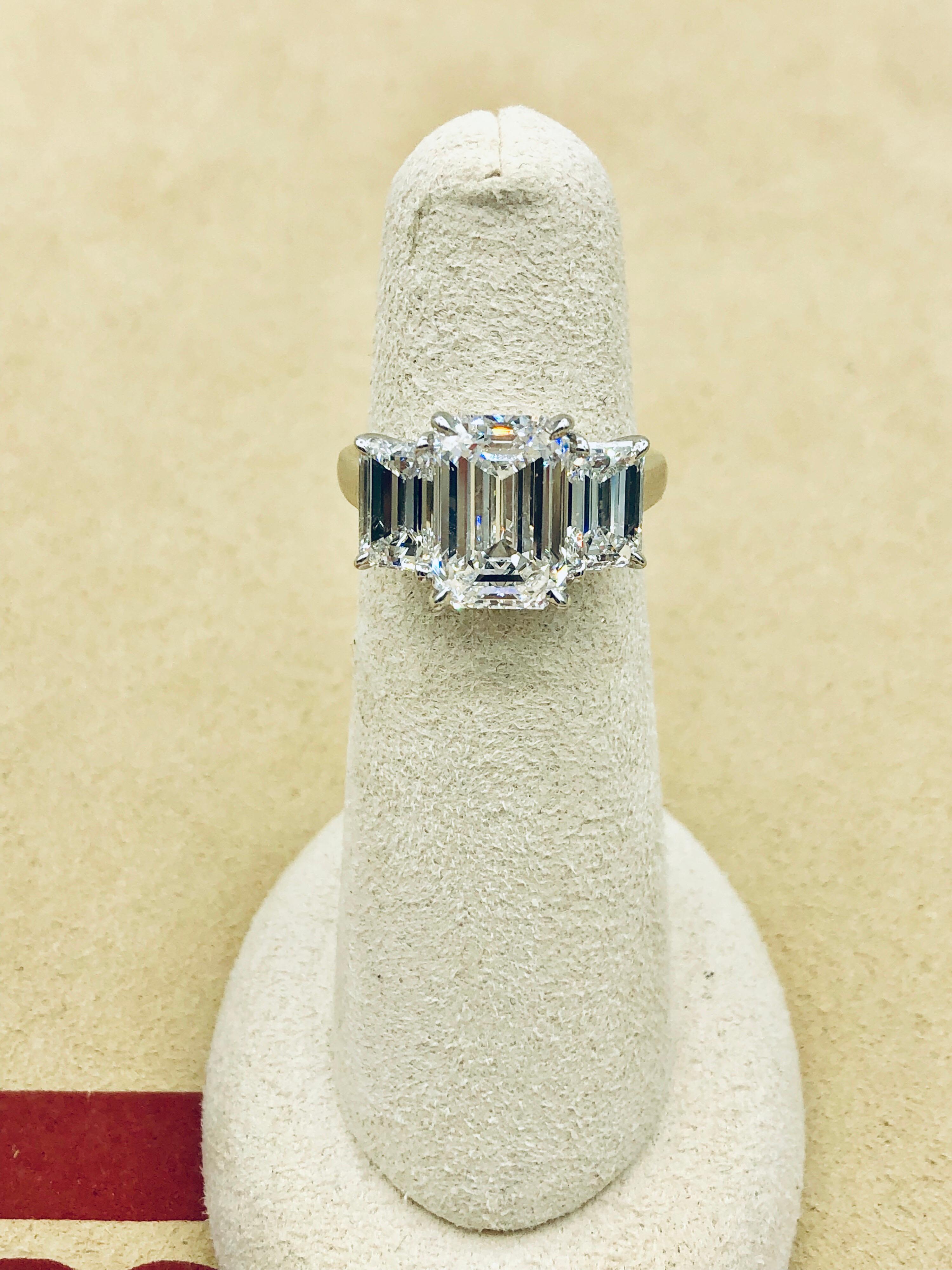 Emilio Jewelry 6.16 Carat GIA Certified Emerald Cut Diamond Engagement Ring In New Condition In New York, NY