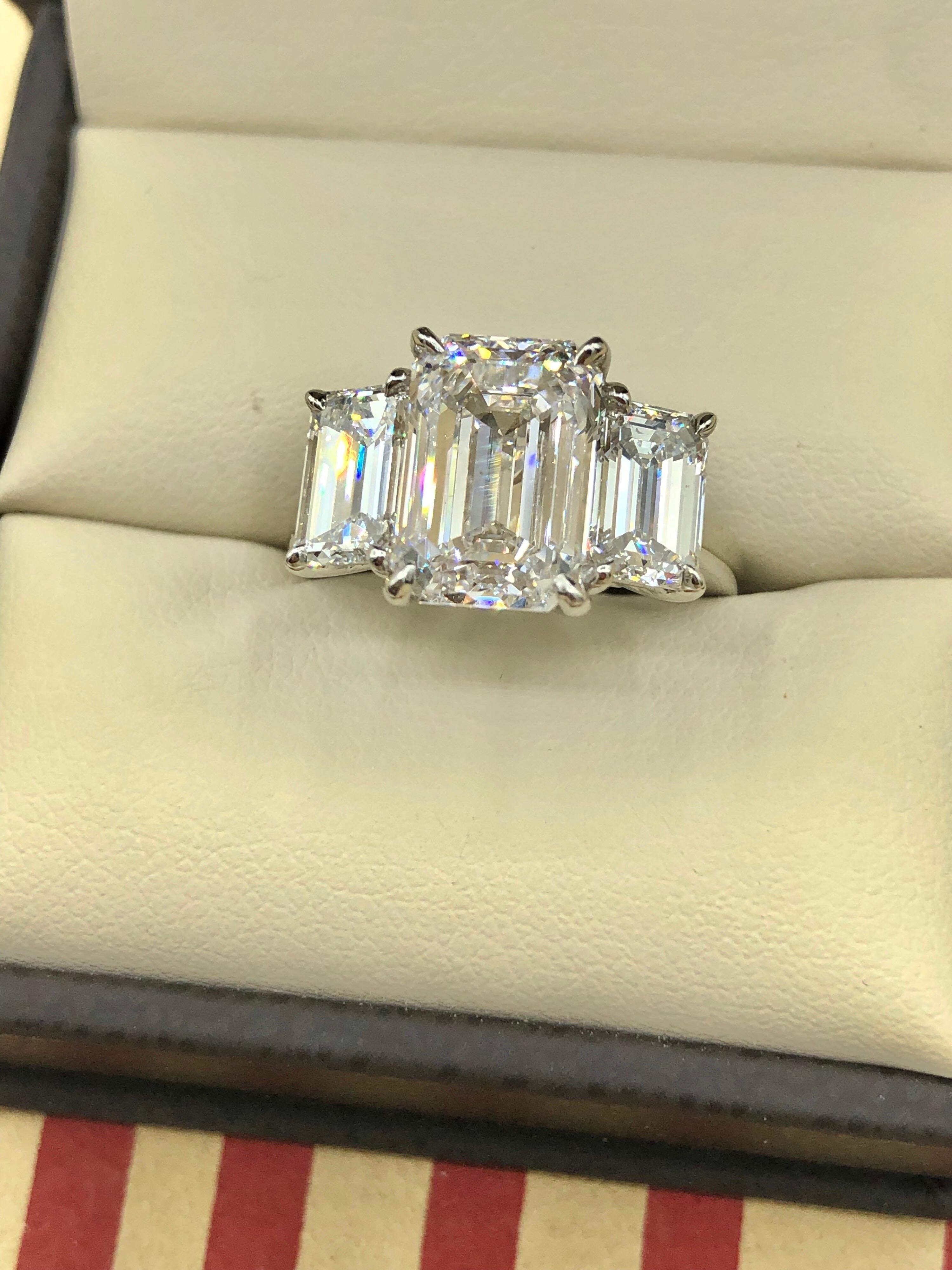 Emilio Jewelry 6.16 Carat GIA Certified Emerald Cut Diamond Engagement Ring 1