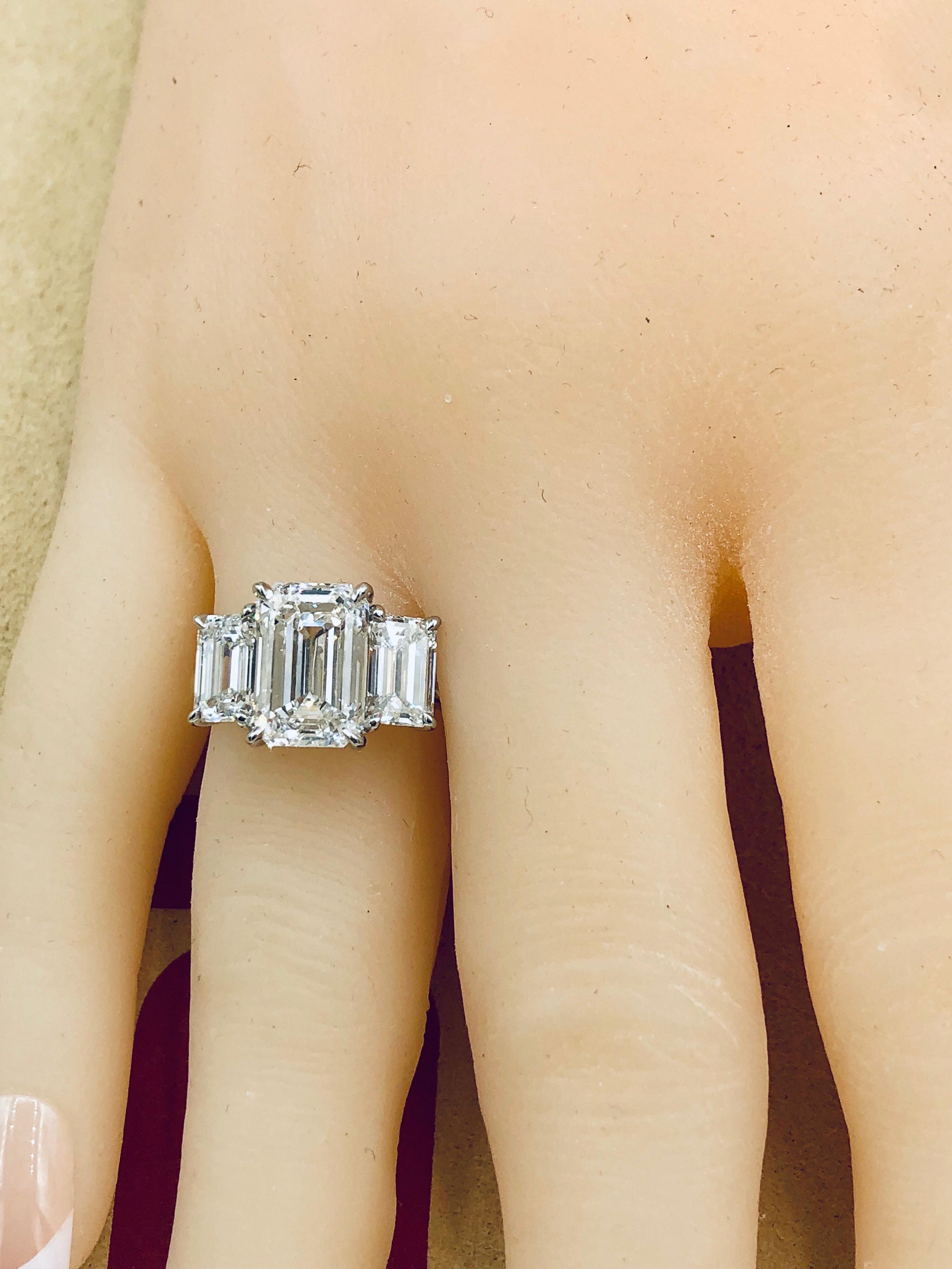 Emilio Jewelry 6.16 Carat GIA Certified Emerald Cut Diamond Engagement Ring 2