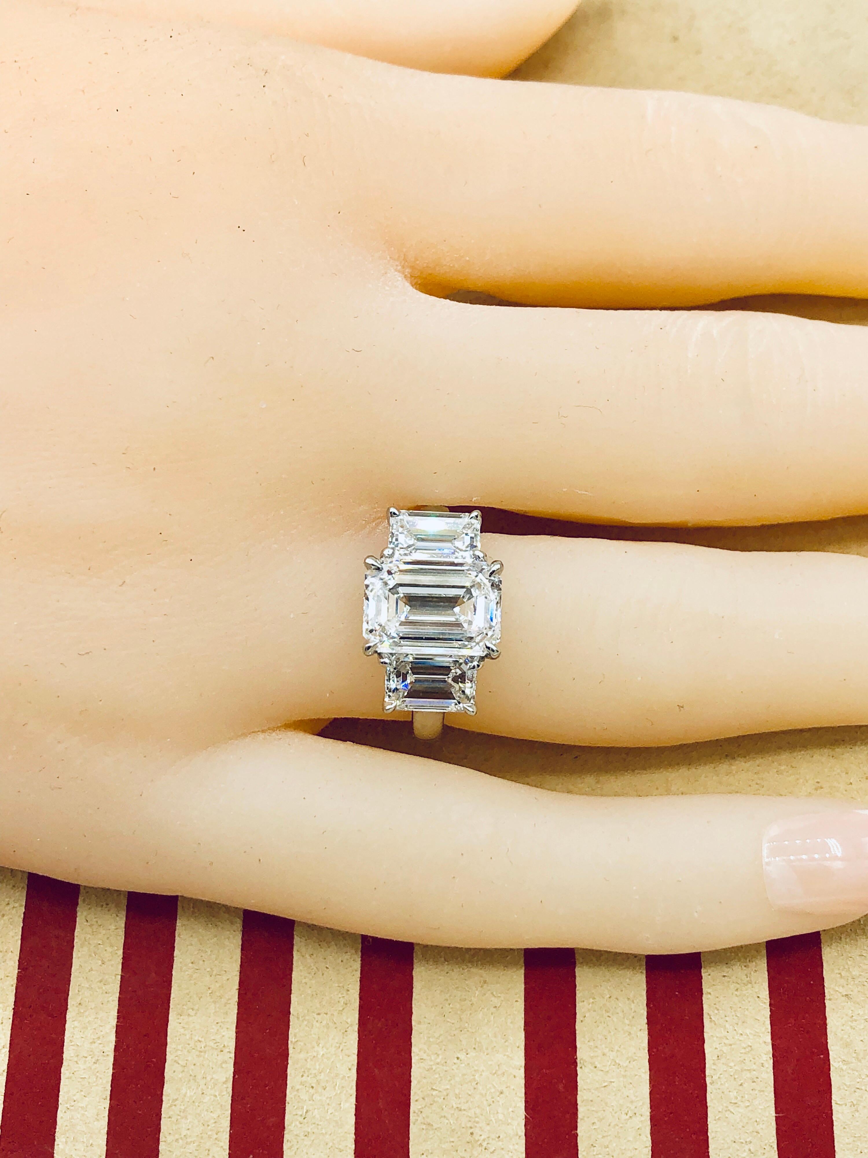 Emilio Jewelry 6.16 Carat GIA Certified Emerald Cut Diamond Engagement Ring 4