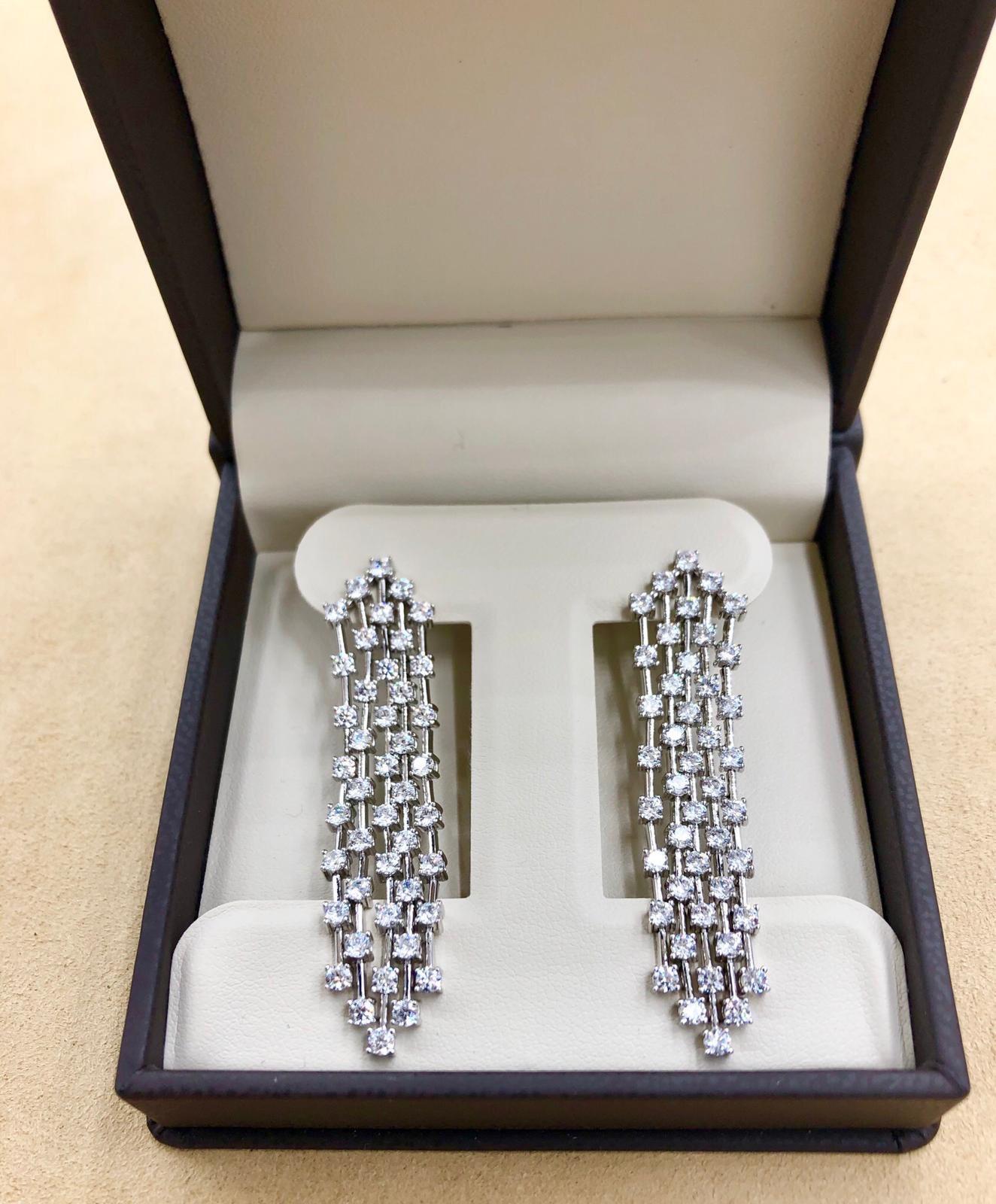 Women's or Men's Emilio Jewelry 6.20 Carat Diamond Earrings For Sale