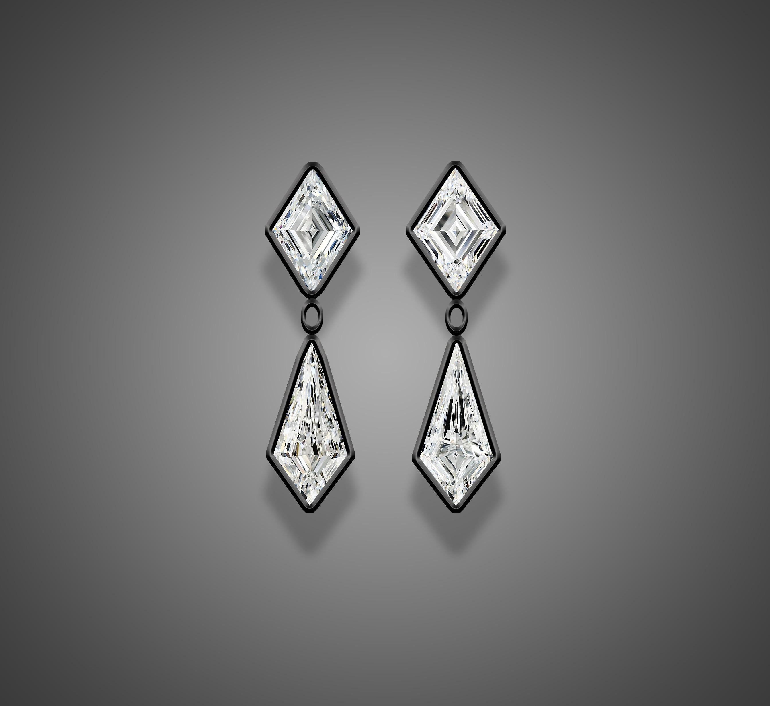 Emilio Jewelry 6.21 Carat Lozenge Kite Diamond  Earrings  In New Condition For Sale In New York, NY