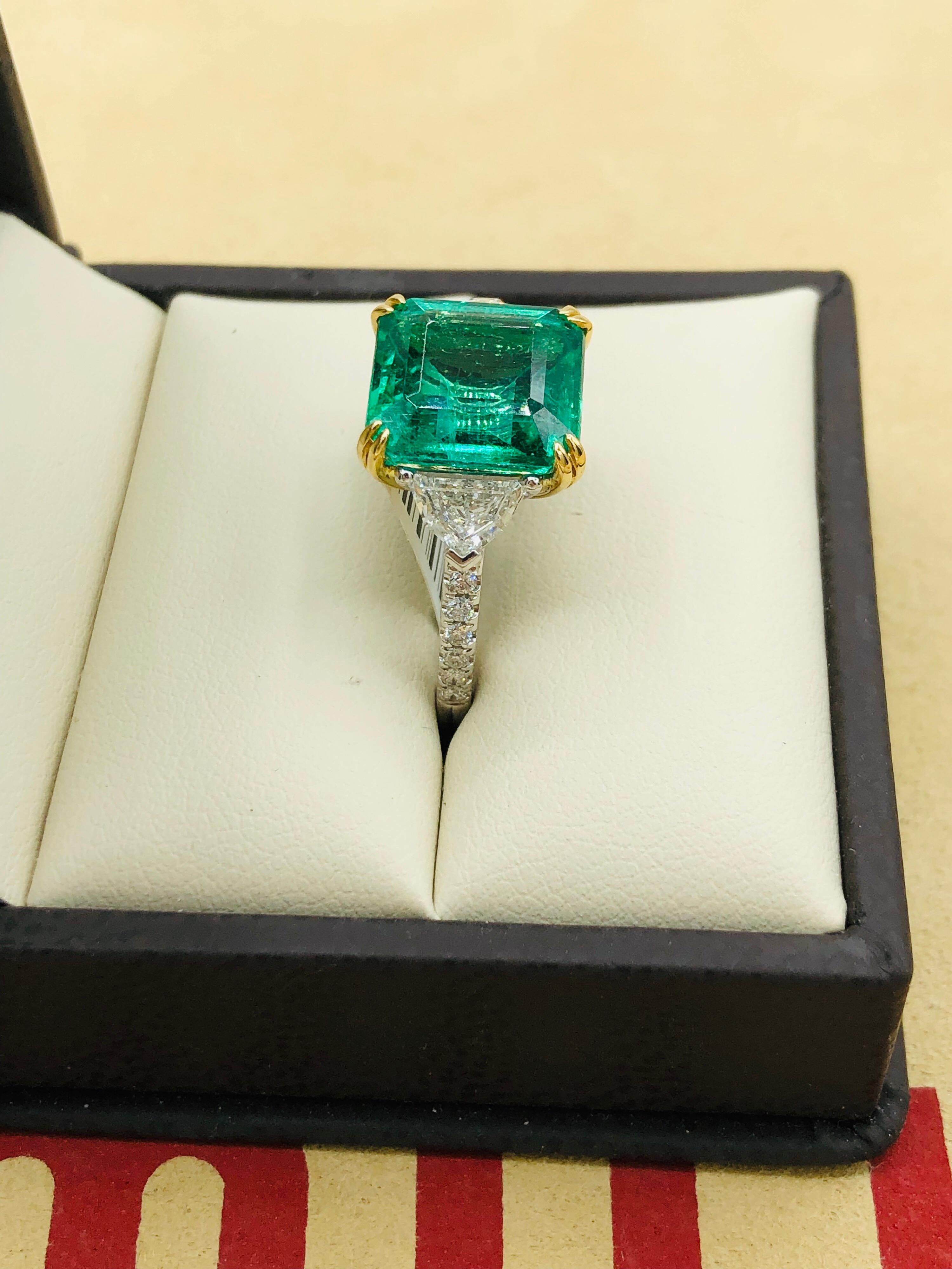 Emilio Jewelry 6.25 Carat Certified Emerald Diamond Ring Set in Platinum 2