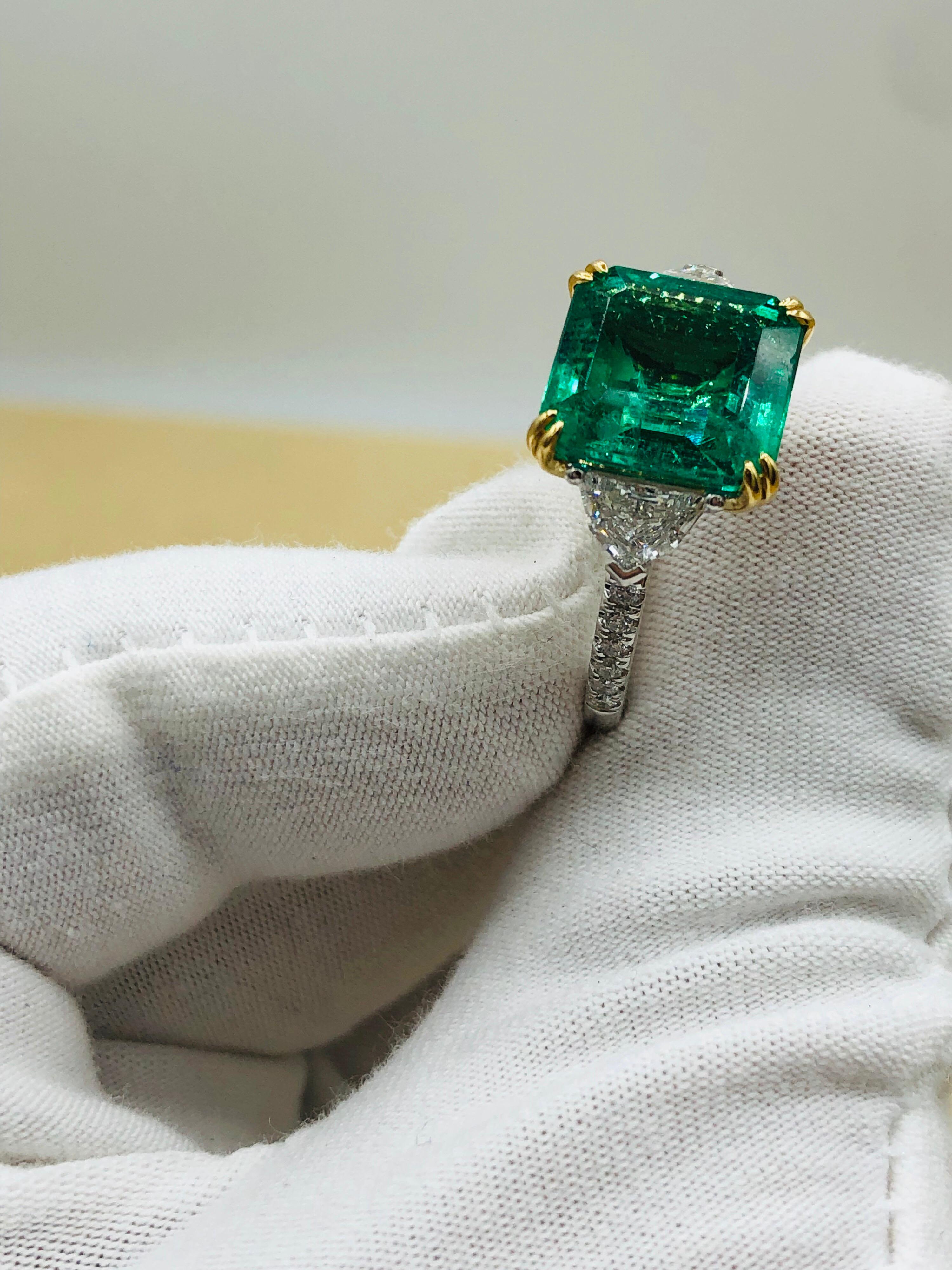 Emilio Jewelry 6.25 Carat Certified Emerald Diamond Ring Set in Platinum 3