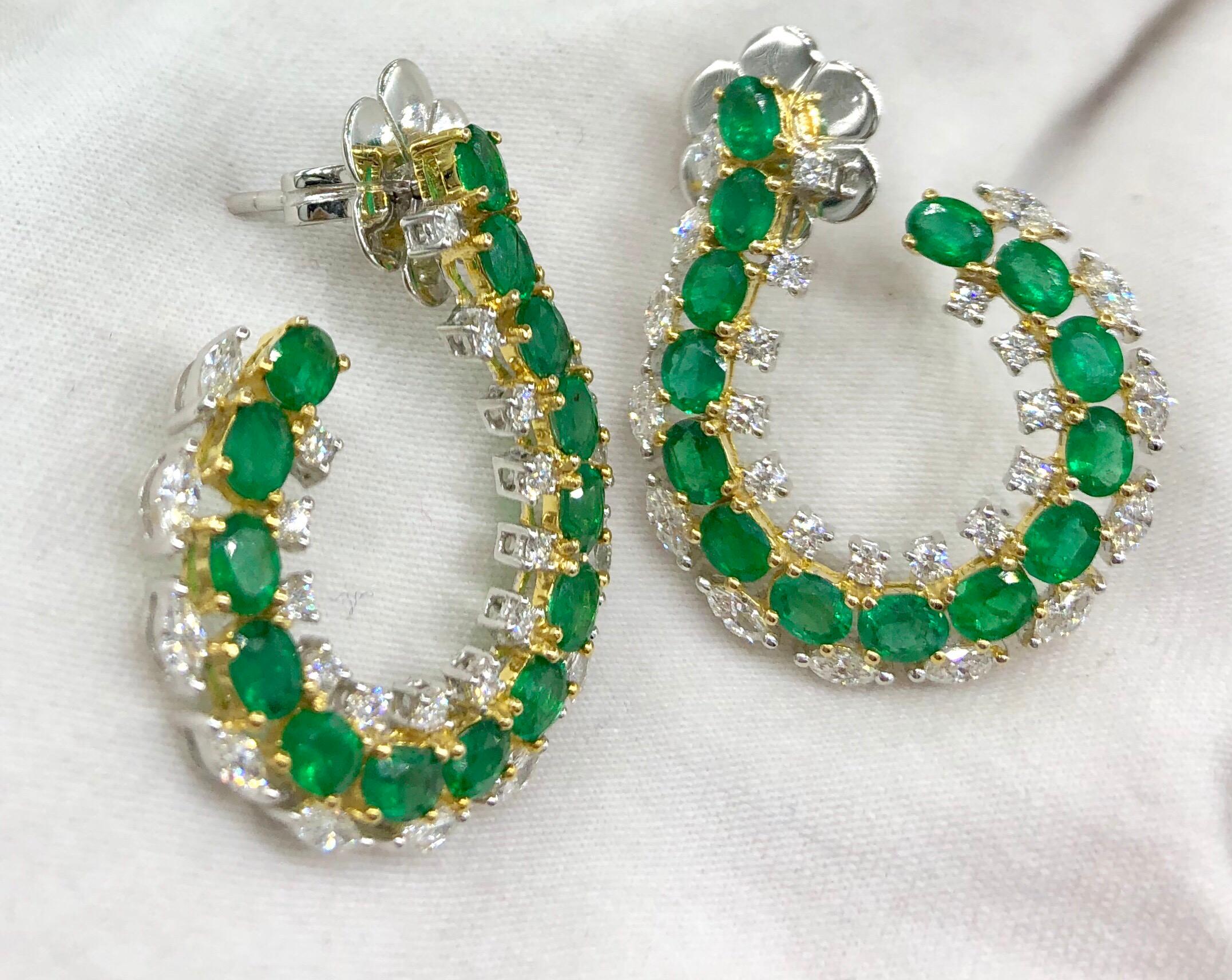 Emilio Jewelry 6.41 Carat Emerald Diamond Earrings 6