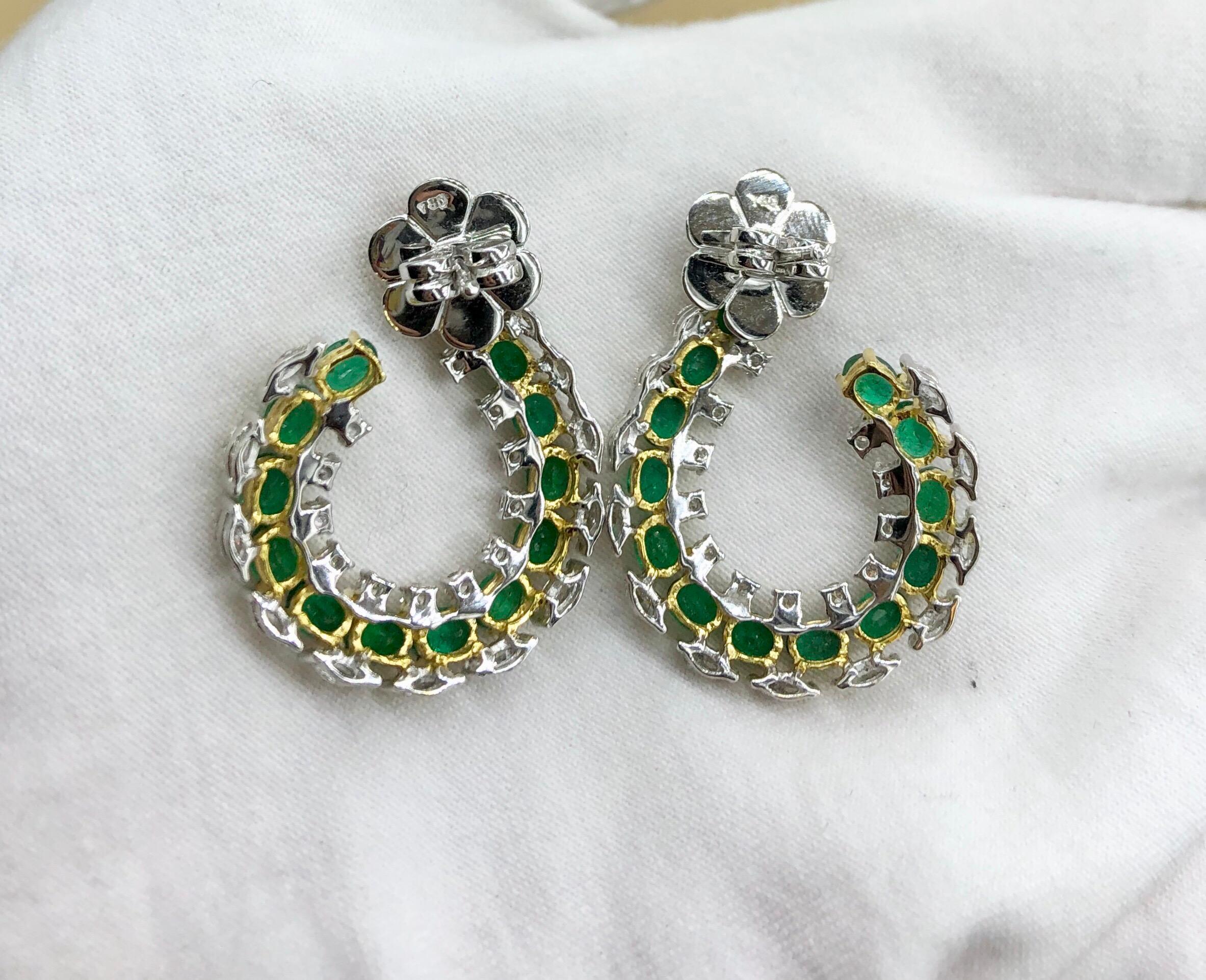 Emilio Jewelry 6.41 Carat Emerald Diamond Earrings 8