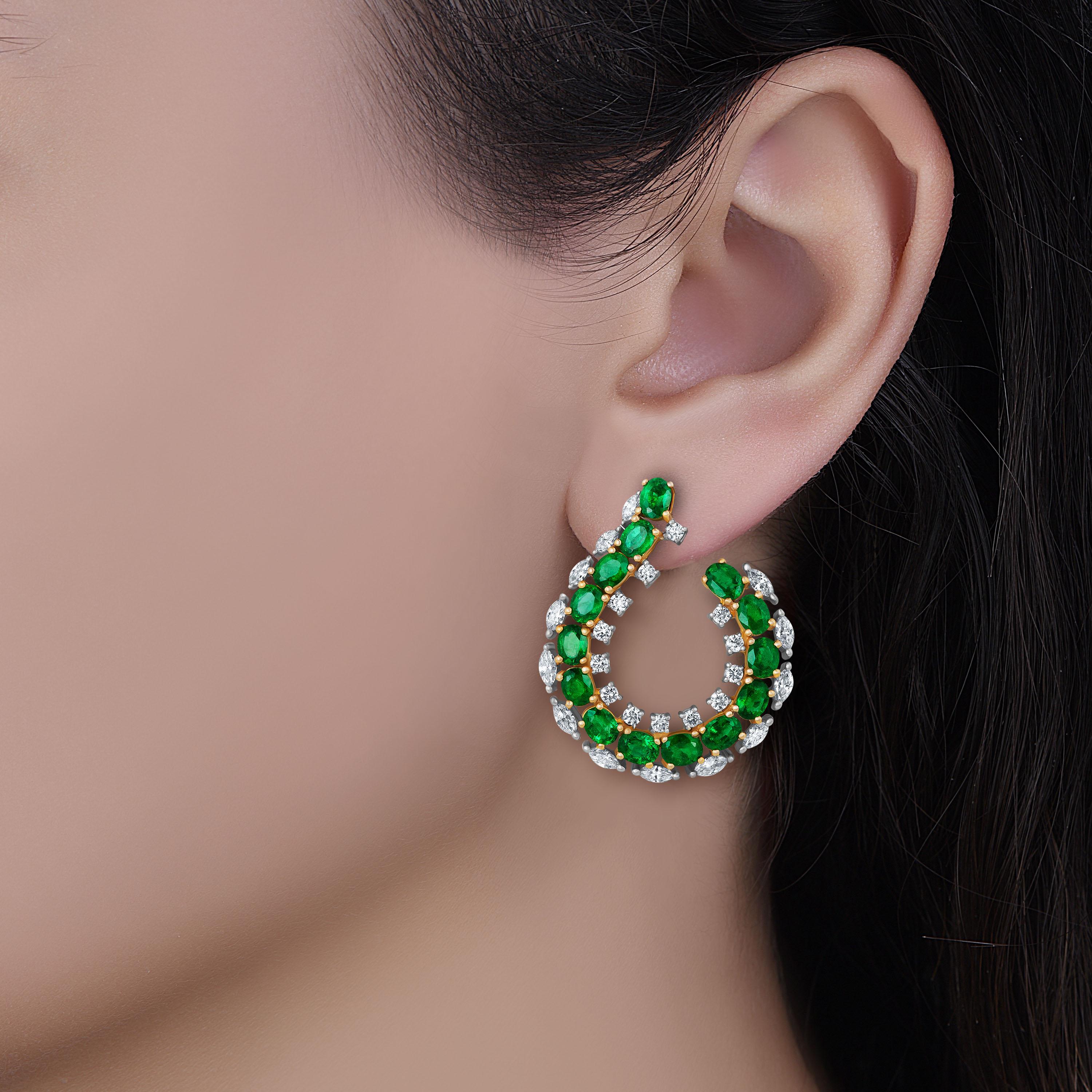 Emilio Jewelry 6.41 Carat Emerald Diamond Earrings 10