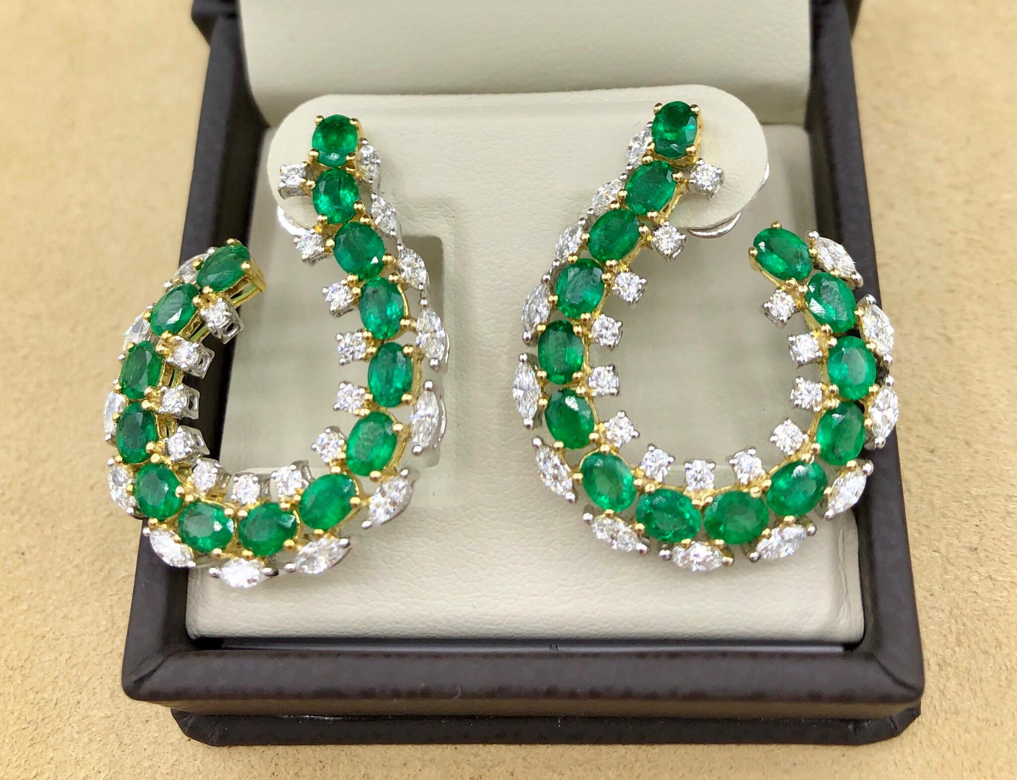 Women's Emilio Jewelry 6.41 Carat Emerald Diamond Earrings