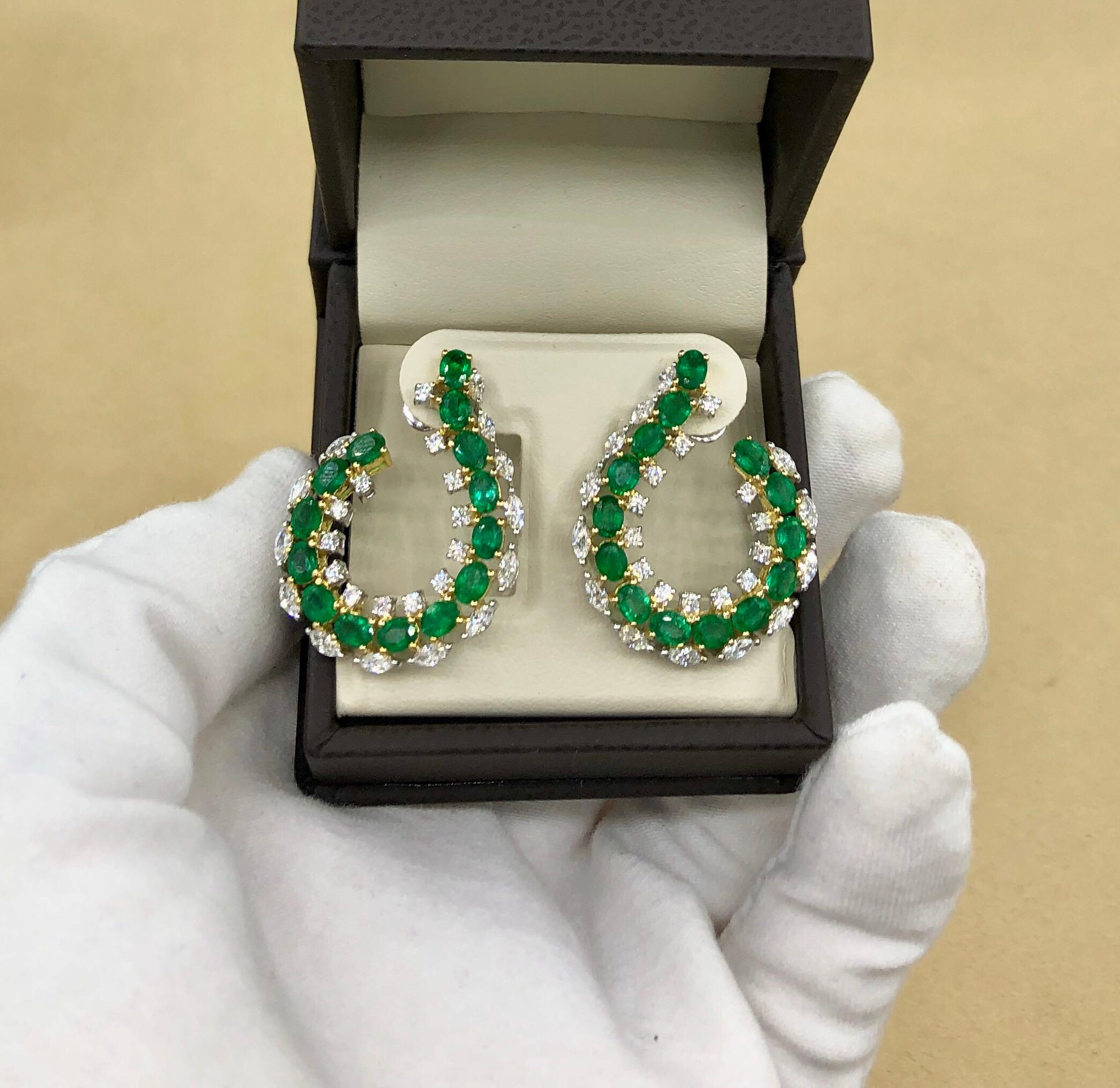 Emilio Jewelry 6.41 Carat Emerald Diamond Earrings 1
