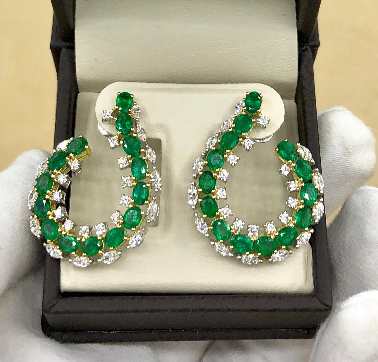 Emilio Jewelry 6.41 Carat Emerald Diamond Earrings 2